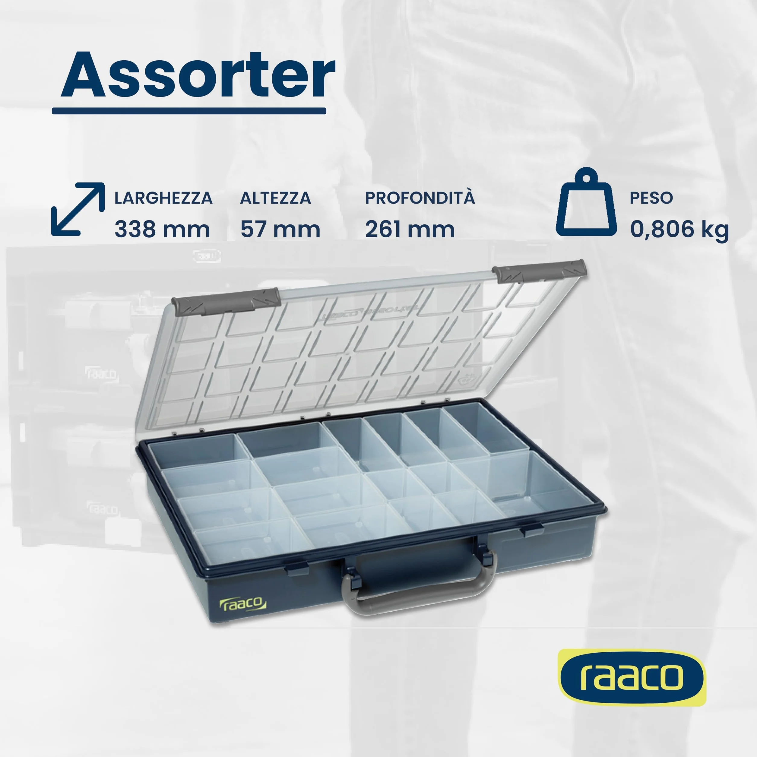 raaco Assorter 55 4x8-17 scatola porta oggetti organizer con 17 scomparti
