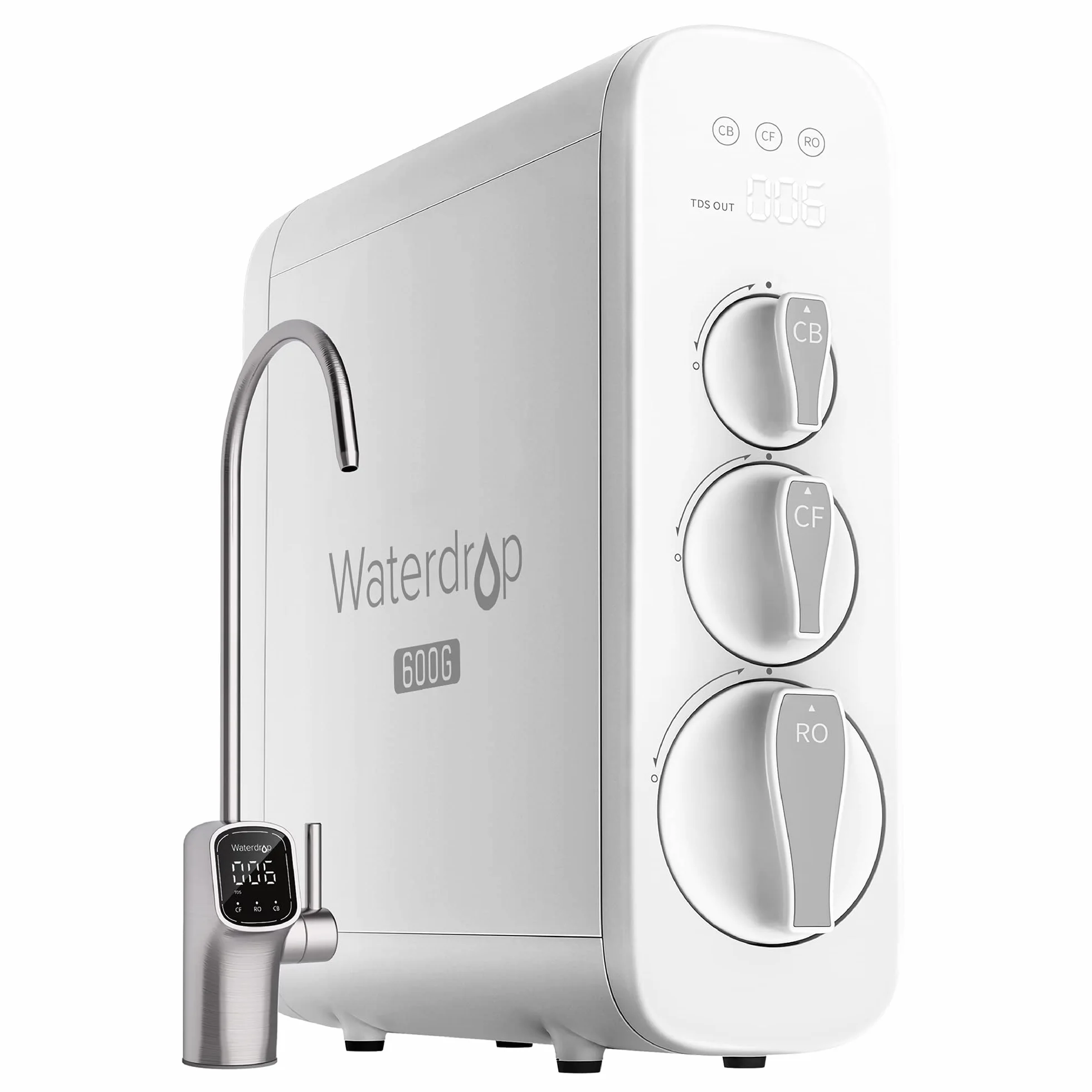 Waterdrop G3P600 Osmosi Inversa Sistema, Certificato NSF/ANSI 58 e 372, Sotto il Lavello, Riduzione dei TDS, 600 GPD, 2:1 da Puro a Scarico, Rubinetto LED Intelligente