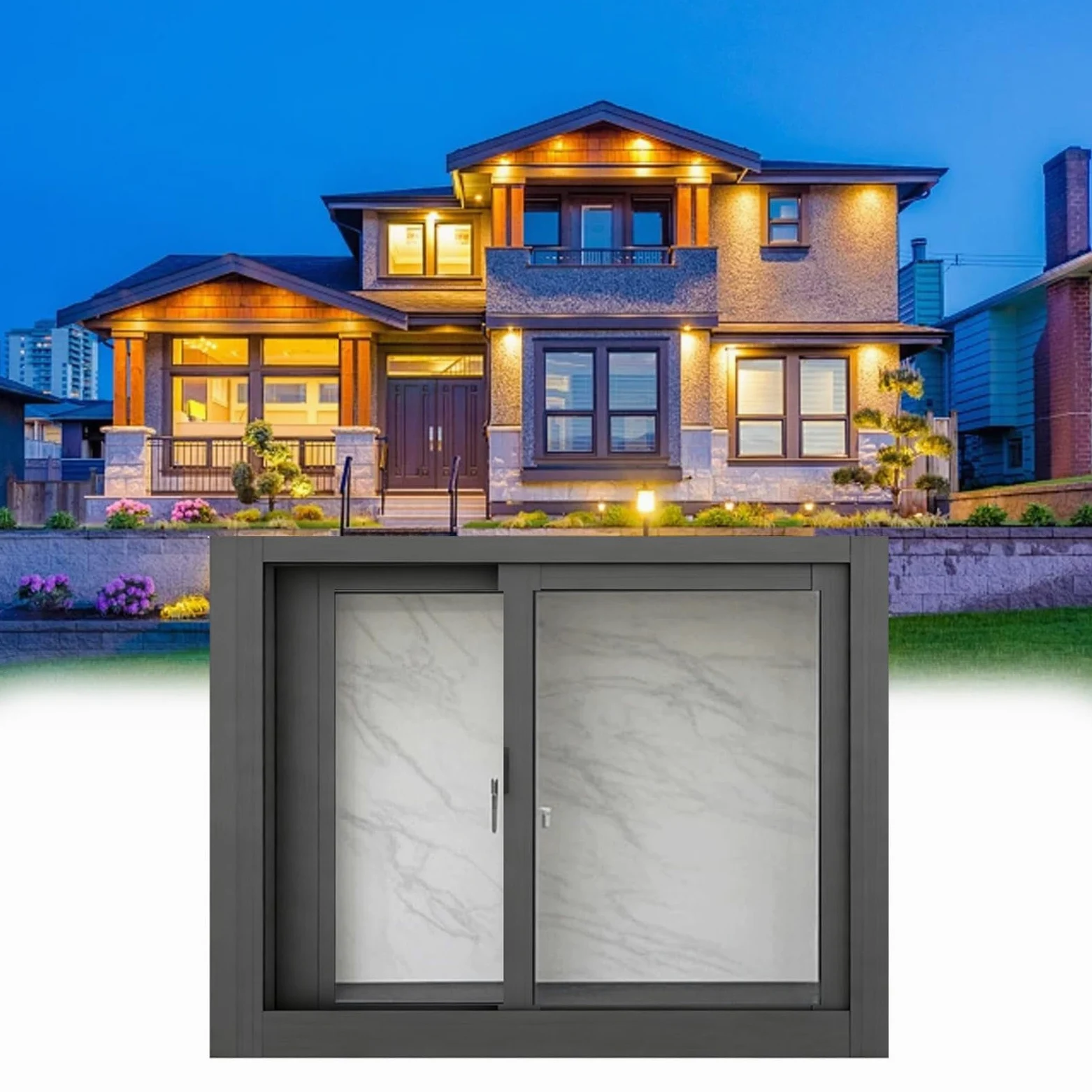 Finestra scorrevole in vinile a doppia lastra di alta qualità per cantina e bagno, rimovibile, 63,5 x 55,9 cm, colore nero, ideale per capannoni e case a risparmio energetico