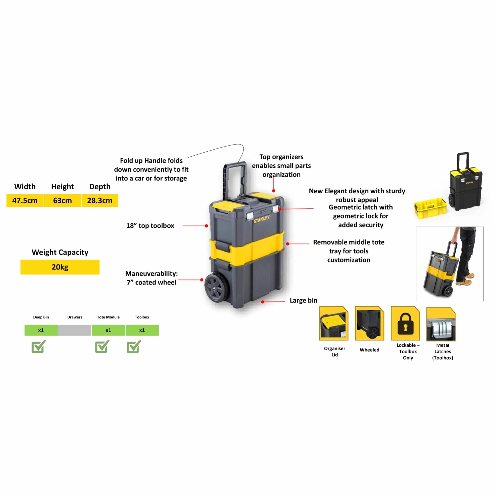 STANLEY Essential Rolling Workshop Toolbox 3-in-1 STST1-80151