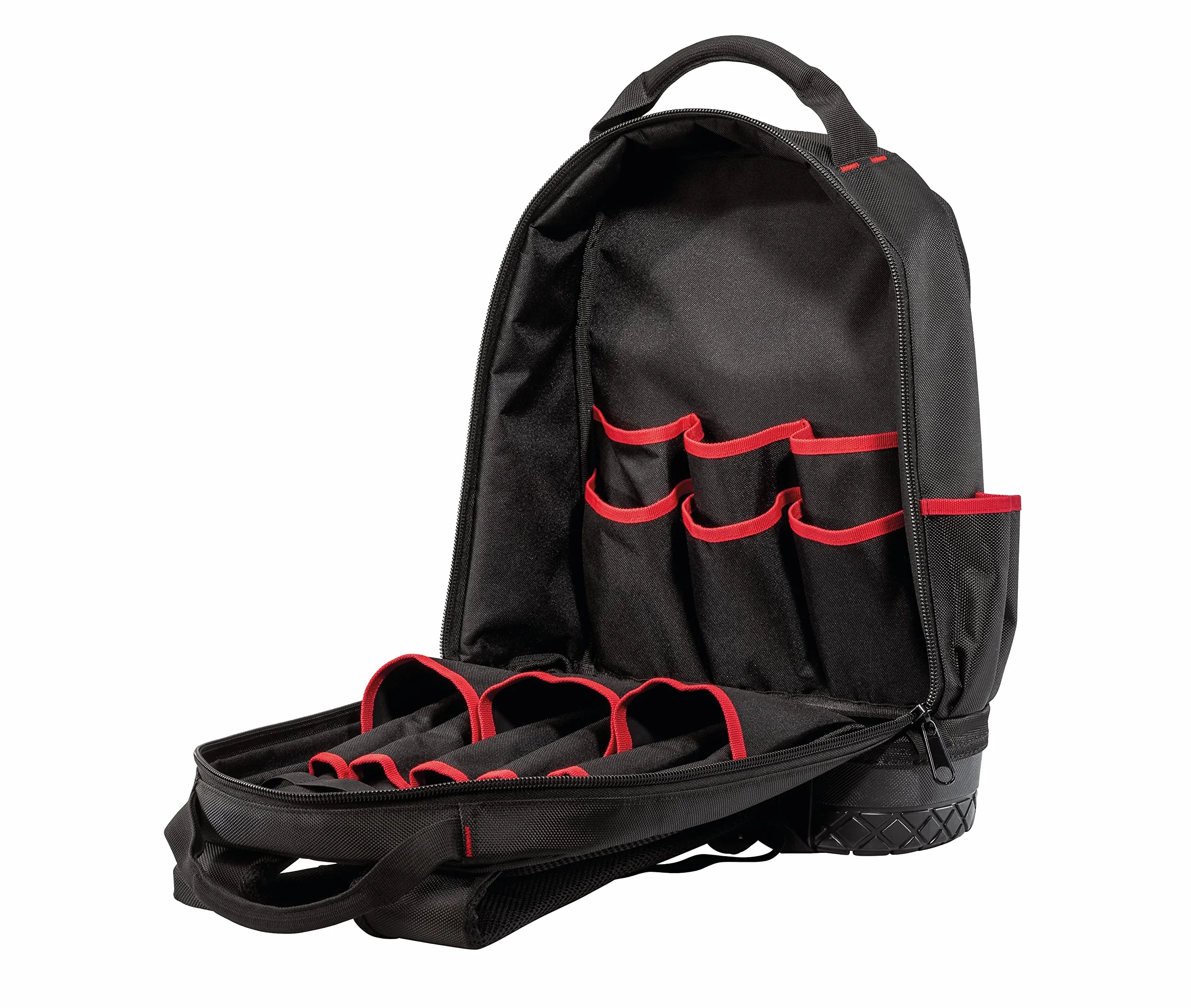 PARAT Basic, zaino per attrezzi da 23 l, per elettricisti, zaino in nylon resistente, con 15 scomparti e 6 passanti in gomma, zaino per elettricisti con fondo rinforzato