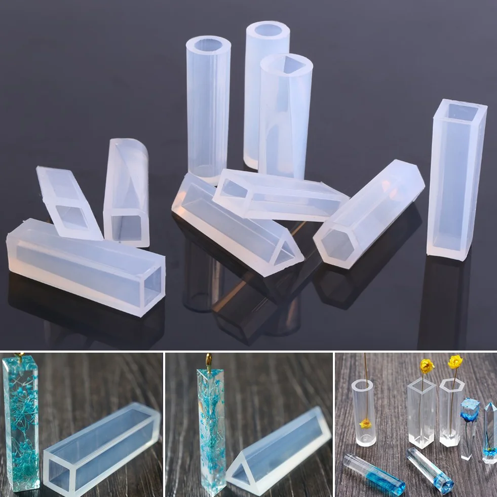 Set di 10 stampi in silicone con cilindri per gioielli fai da te, a strisce, multifunzione, in resina, per creare ciondoli trasparenti artigianali