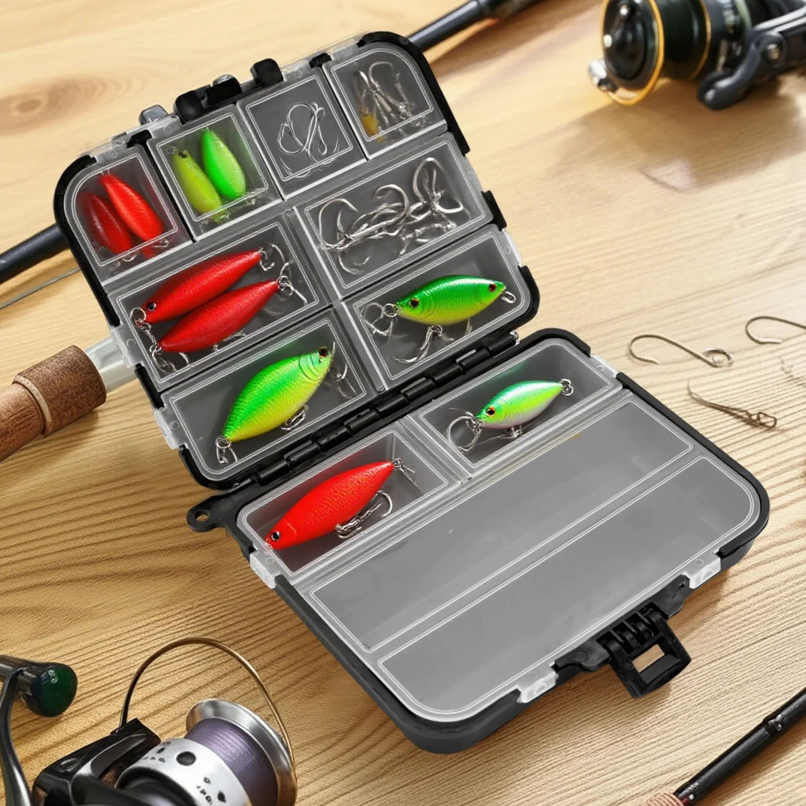 KOUHA 3 Pezzi Scatola di Immagazzinaggio di Plastica Fishing Tackle Box Cassetta da Pesca Scatola da Pesca Impermeabile A Doppia Faccia per Esche e Attrezzature