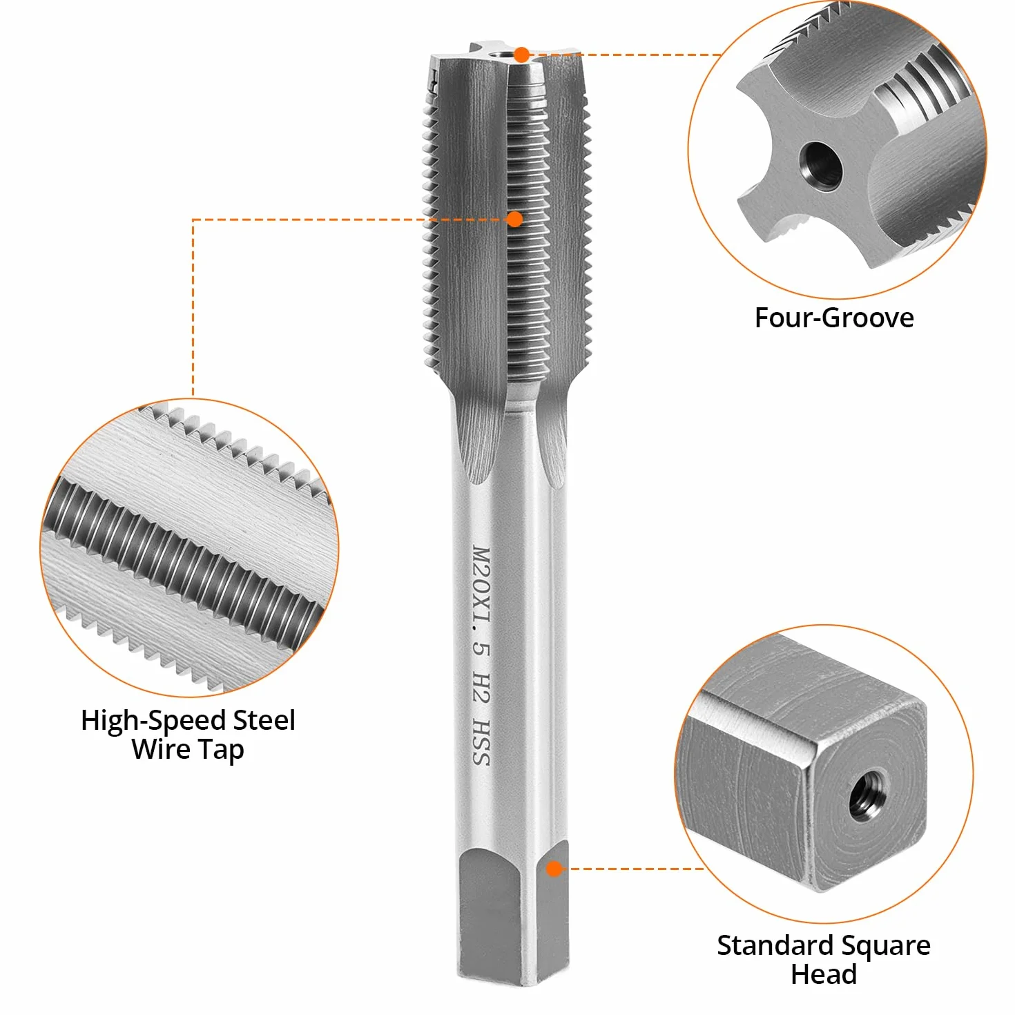 QWORK® Maschio, rubinetteria a vite M20 x 1.5mm, set di maschi e filiere tonde
