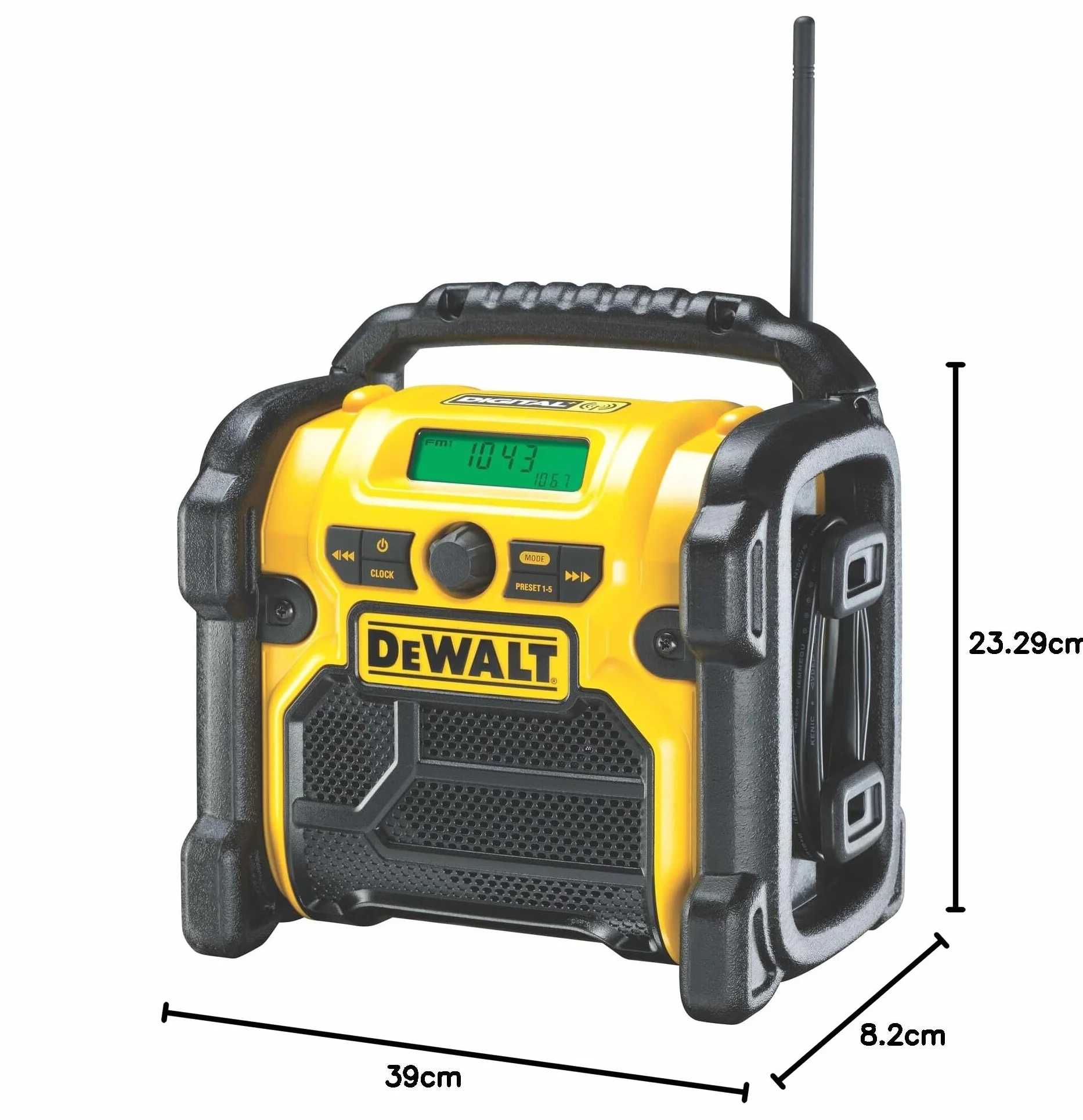 DEWALT Radio Stereo digitale FM e DAB+ (digital audio broadcasting), DCR020-QW