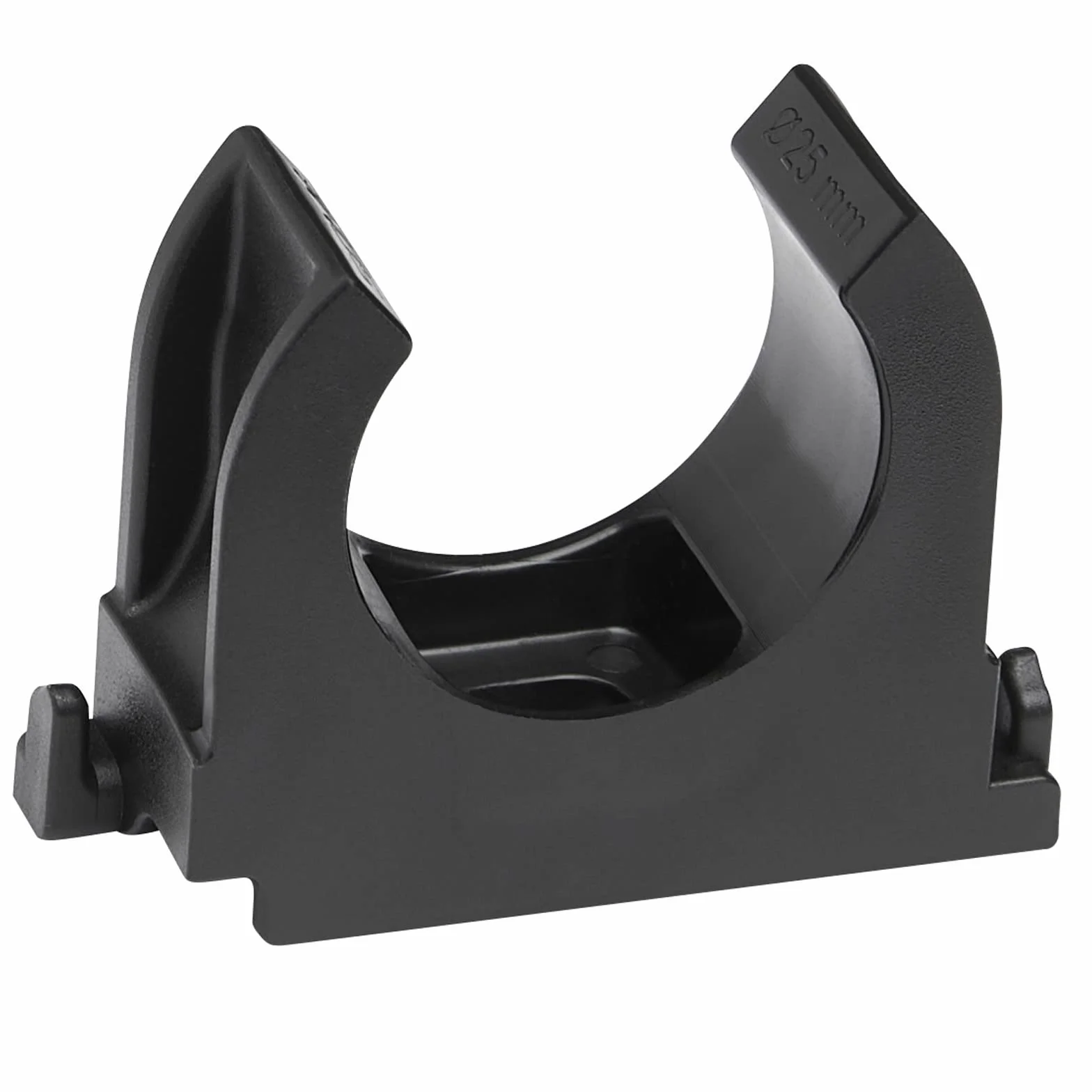 SOMA Clip per tubo in plastica, nero, 25 mm, confezione da 24 pezzi, morsetto a clip, clip per tubi, resistente ai raggi UV