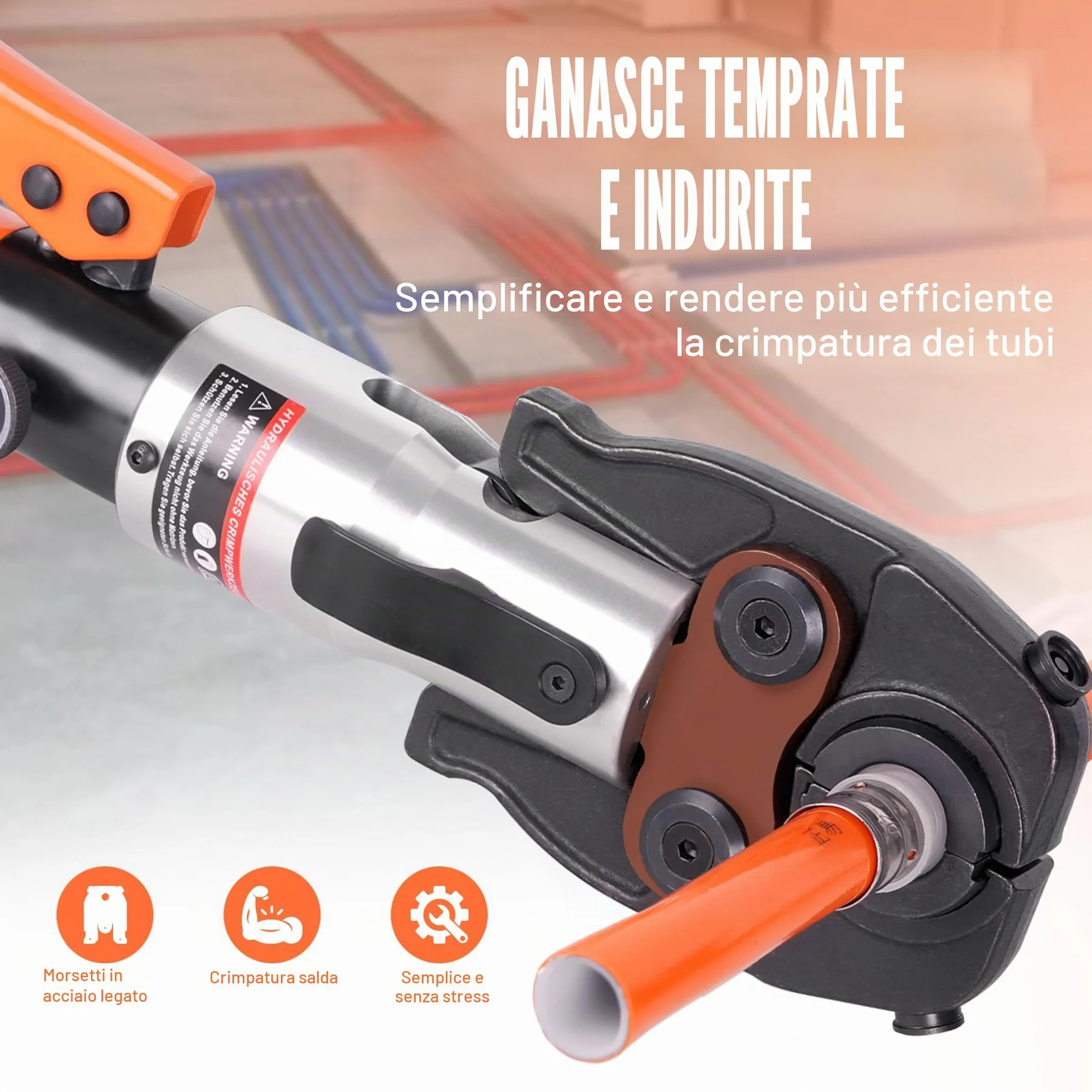 AMZCNC Pinza a pressa professionale (idraulica) con ganasce a pressione, profilo TH 16-20-26-32, per tubi compositi con raccordi del contorno TH, inserti a ganasce TH16, TH20, TH26, TH32 con