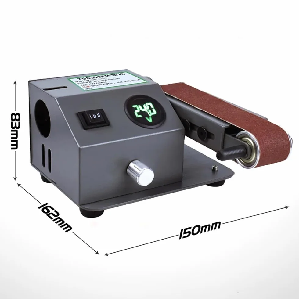 Mini Affilacoltelli Elettrico, Levigatrice a Nastro a Doppio Scopo a Secco e Bagnato, Smerigliatrice, Levigatrice, Lucidatrice, Velocità 0-13000Giri/min