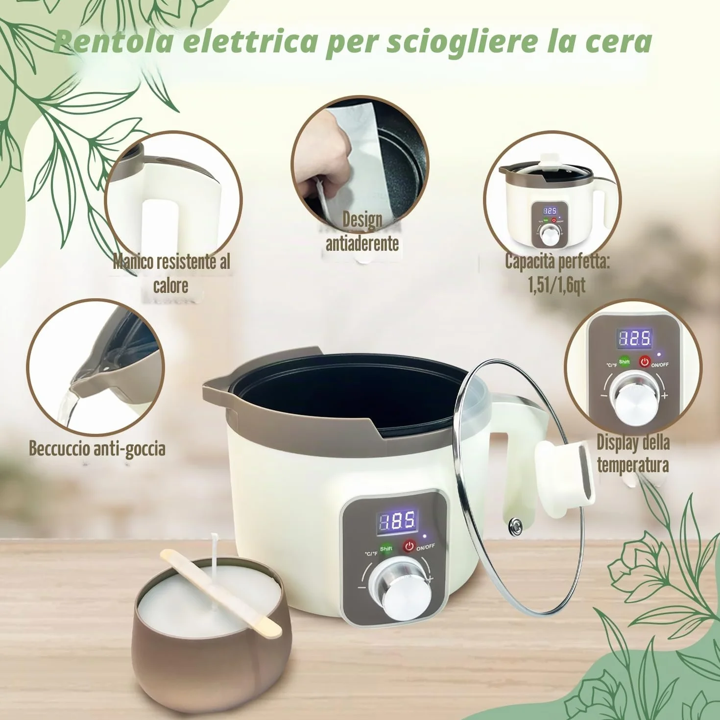 LINGQIAN Set per la creazione di candele fai da te, kit per la creazione di candele in cera di soia, fusore elettrico per cera con beccuccio, 12 barattoli per candele, 12 oli profumati