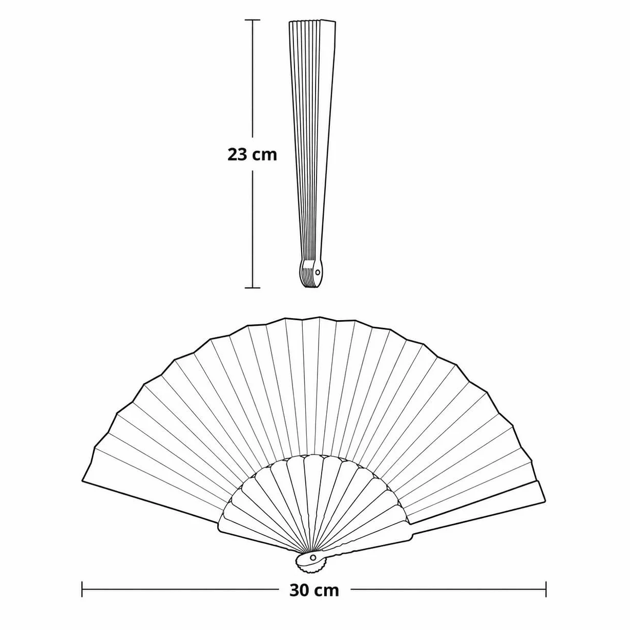 Ventaglio Pieghevole da Borsetta Nero Plastica | 23 cm Chiuso, 42 cm Aperto, Poliestere, Ideale per Matrimoni ed Eventi Estivi