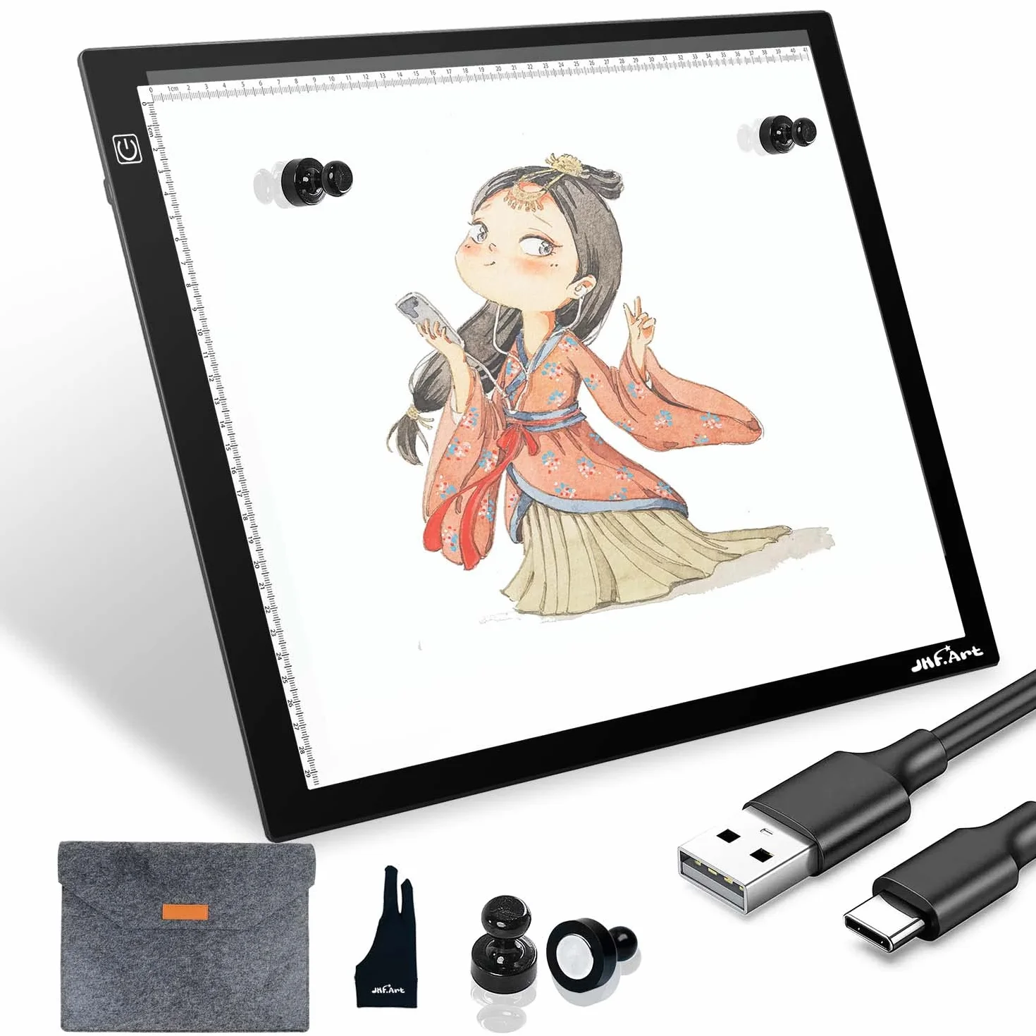 Tavoletta Luminosa A3 Led Magnetico, Scatola Luminosa di tipo C Luce Pad per Artcraft Tattoo Acquerello Copia Quilting Tracing Painting Light X-Ray w/Artist Guanto e Borsa di immagazzinaggio