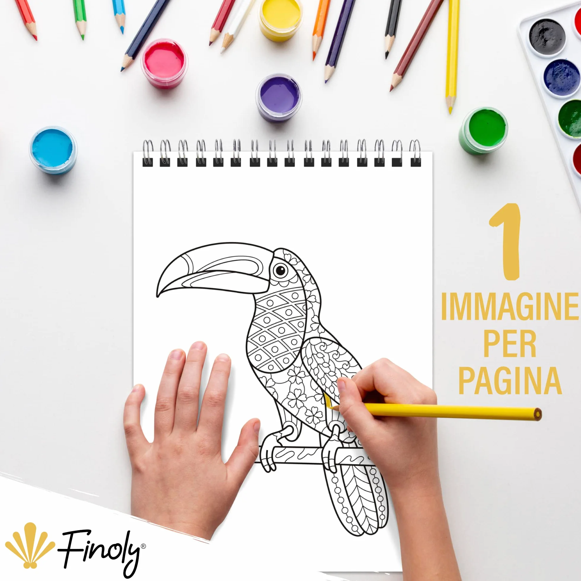 Finoly Mandala da Colorare per Bambini Rilassamento Antiestress Libro Mandala Animali A4 Rilegatura Spirale
