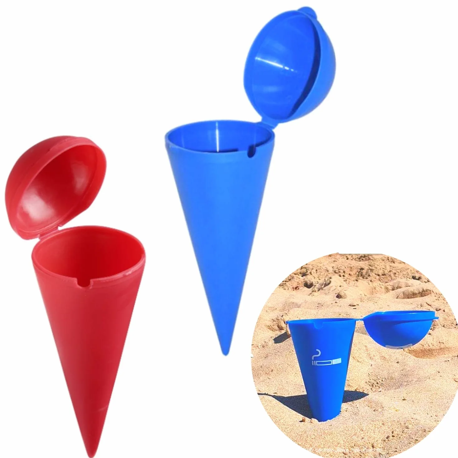 Posacenere Spiaggia con Coperchio - 2 Pezzi Accessori Spiaggia