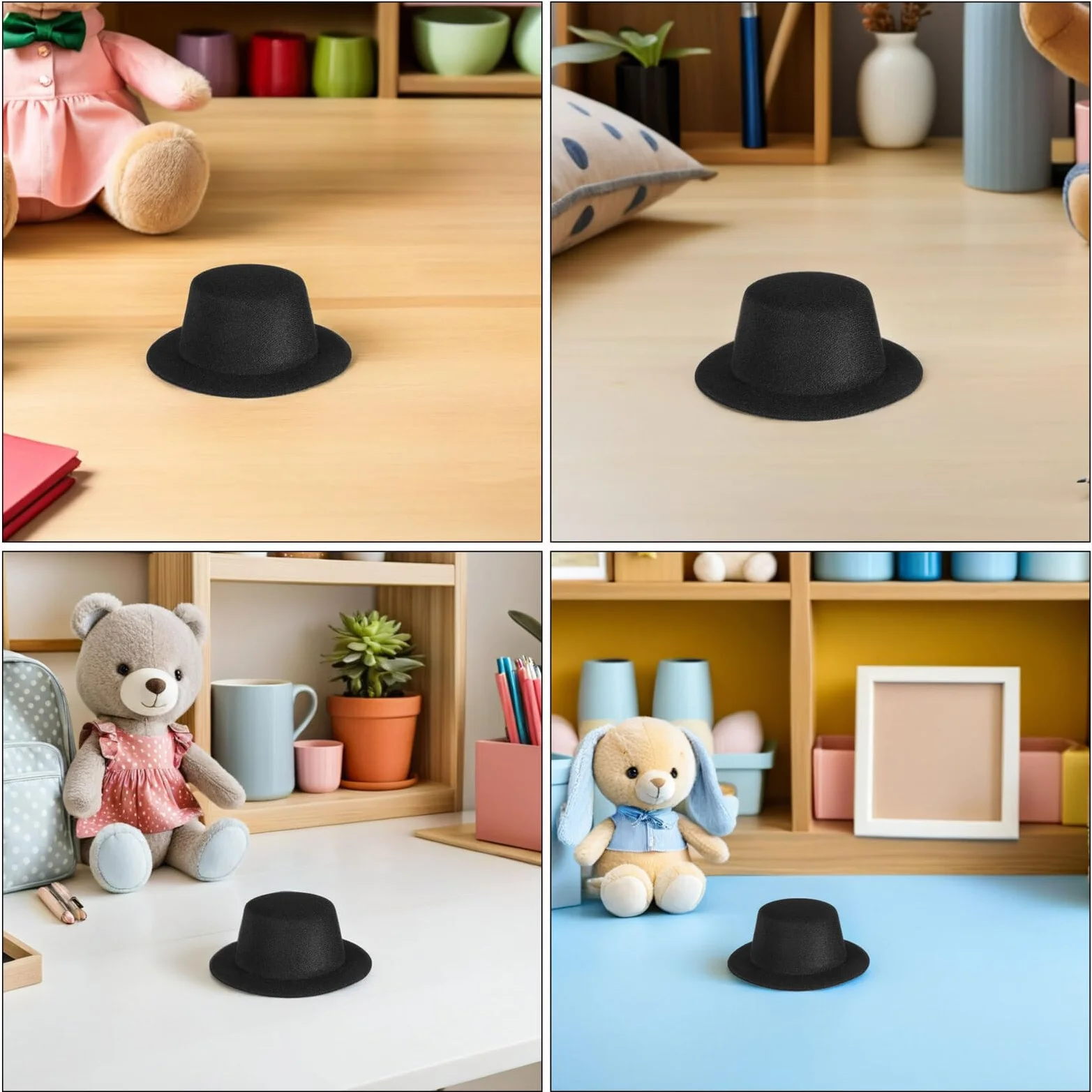 Cappelli a Cilindro in Feltro Nero per Decorazioni Natalizie 15 Pezzi