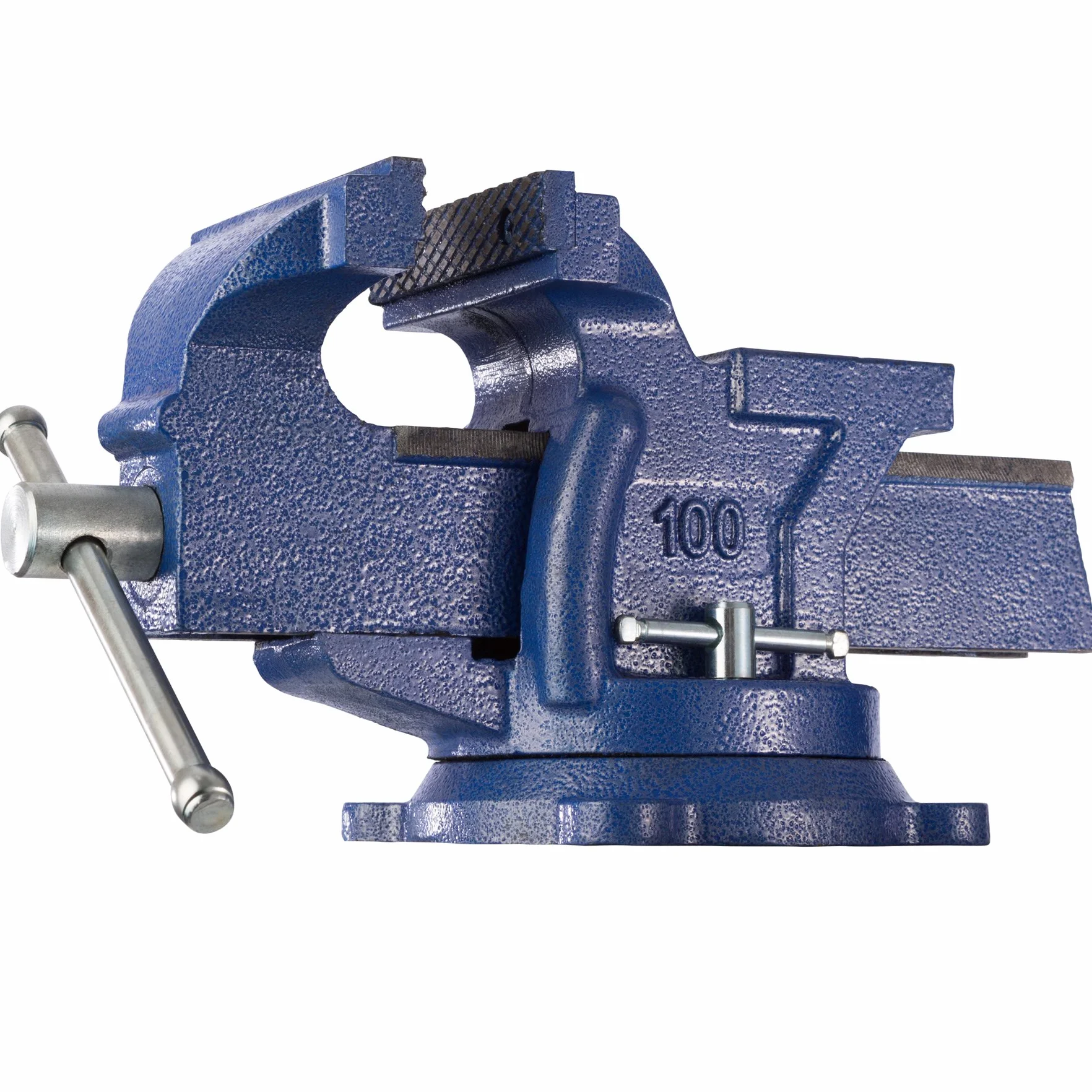 tectake® Morsa da Banco Ghisa 27x10x15 cm, Morsa da Falegname con Incudine per Banco da Lavoro, Attrezzi Falegnameria, Base Girevole, Apertura 125 mm, Ideale Fai da te in Garage o Officina - Blu