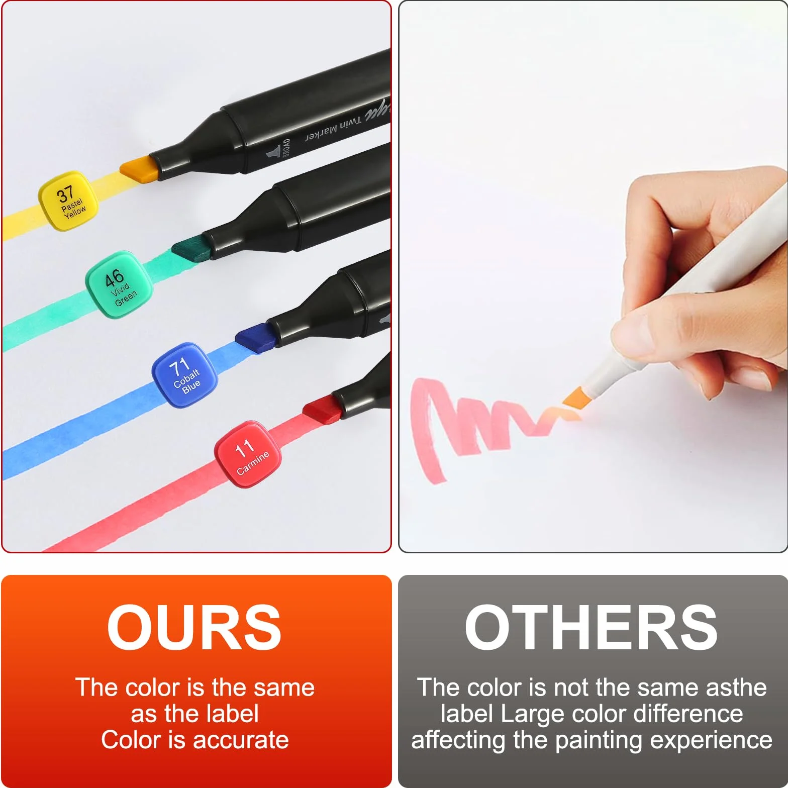 Set di Pennarelli ad Alcool, 48 Colori Doppia Punta, colori a spirito, per bambini e adulti, Graffiti, Chisel Brush, pennarelli acrilici, pennarelli punta grossa, per Schizzi, Disegno, Calligrafia.