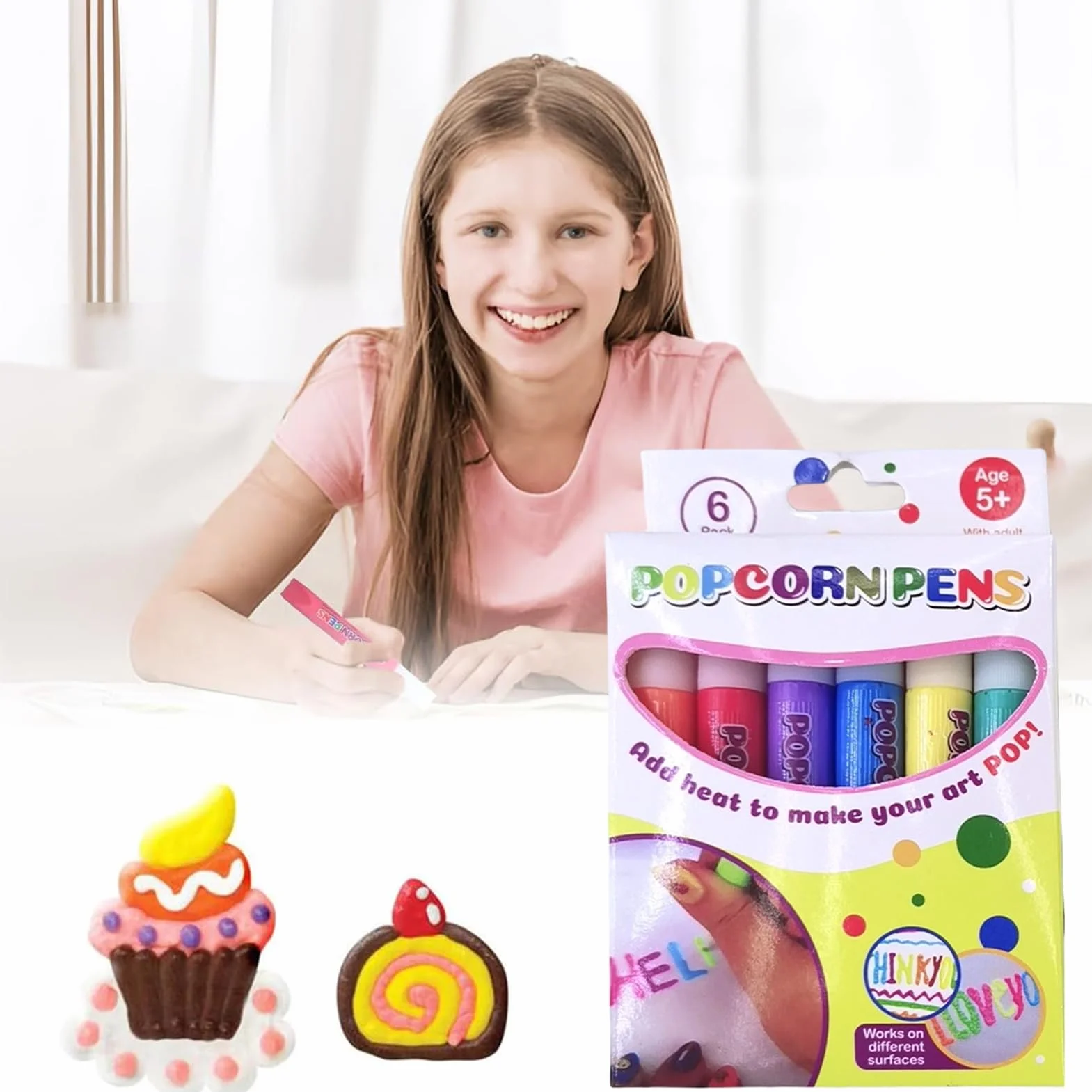 Penne colorate per popcorn Bubble Puffy Art Safe, stampa bolle, graffiti per biglietti