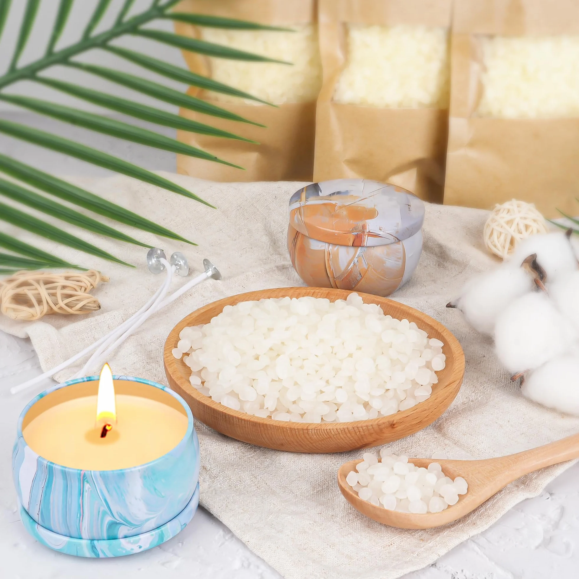 LDUMODUW Kit Candele Fai Da Te, 480g Di Cera D'Api, 9 Barattoli, 6 Olio Profumato, 8 Blocchi Di Colore, Pentola Per La Fusione Della Cera