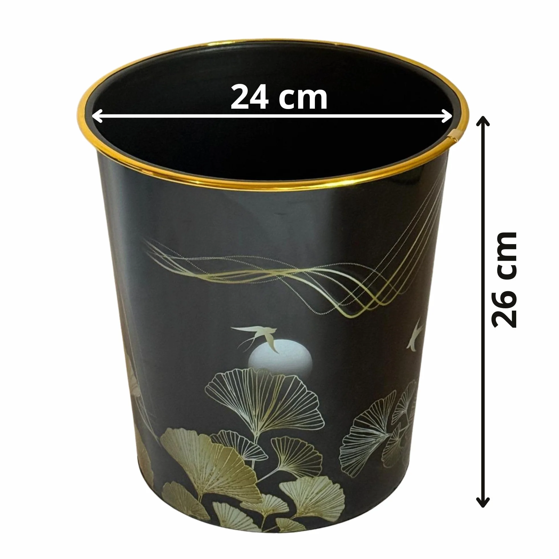 Cestino Pattumiera Multiuso – Set da 2 – Portaoggetti/Gettacarta per Ufficio, Bagno e Casa, Leggero e Resistente (Motivo Floreale bianco, 24×26 cm)