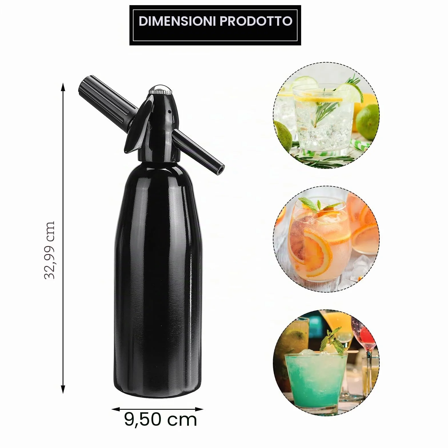 Soda Maker 1L Alluminio Sifone per Soda con Regolatore di Pressione