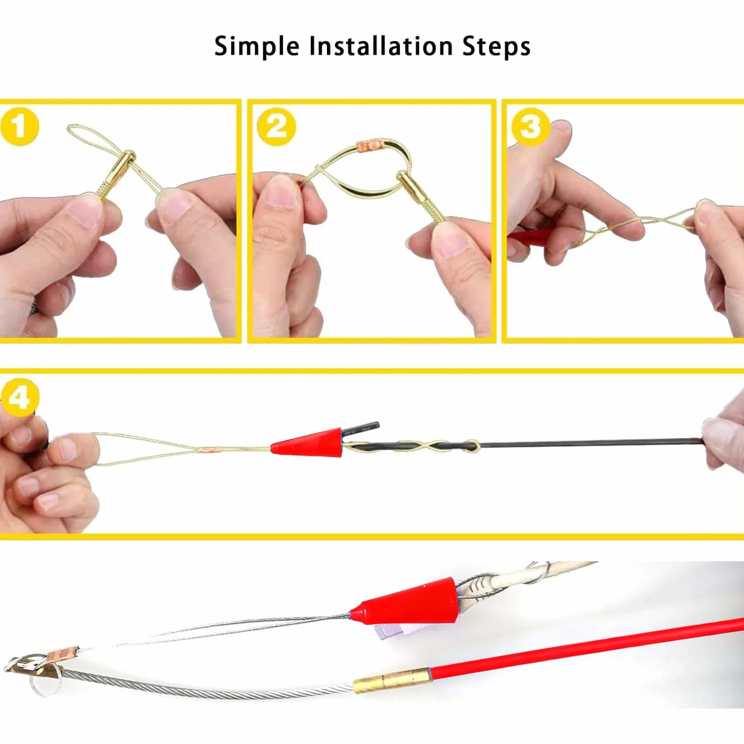 Sonda Passacavi Professionale,4MM 33CM 10 Aste di Sonda Elettricista per Guaine Vuote, TOOSOAR Flessibili Dispositivo di Trazione per Cavi, Rosso