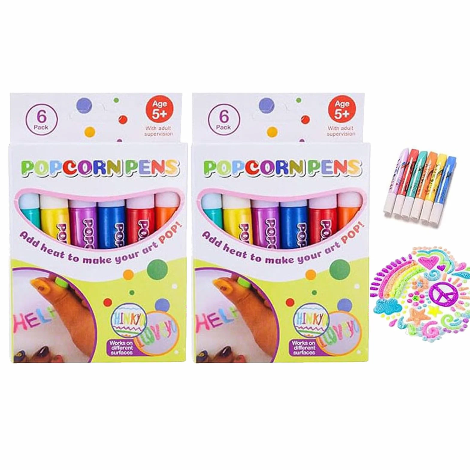 Magic Puffys Penne Bubble Pen, Magic Popcorns Pen, 1/2/3-Set Bubble Popcorns penne disegno, Magics PuffyPens, PopcornPens, Stampa Bubble Pen Puffys 3D Art Safe Pen