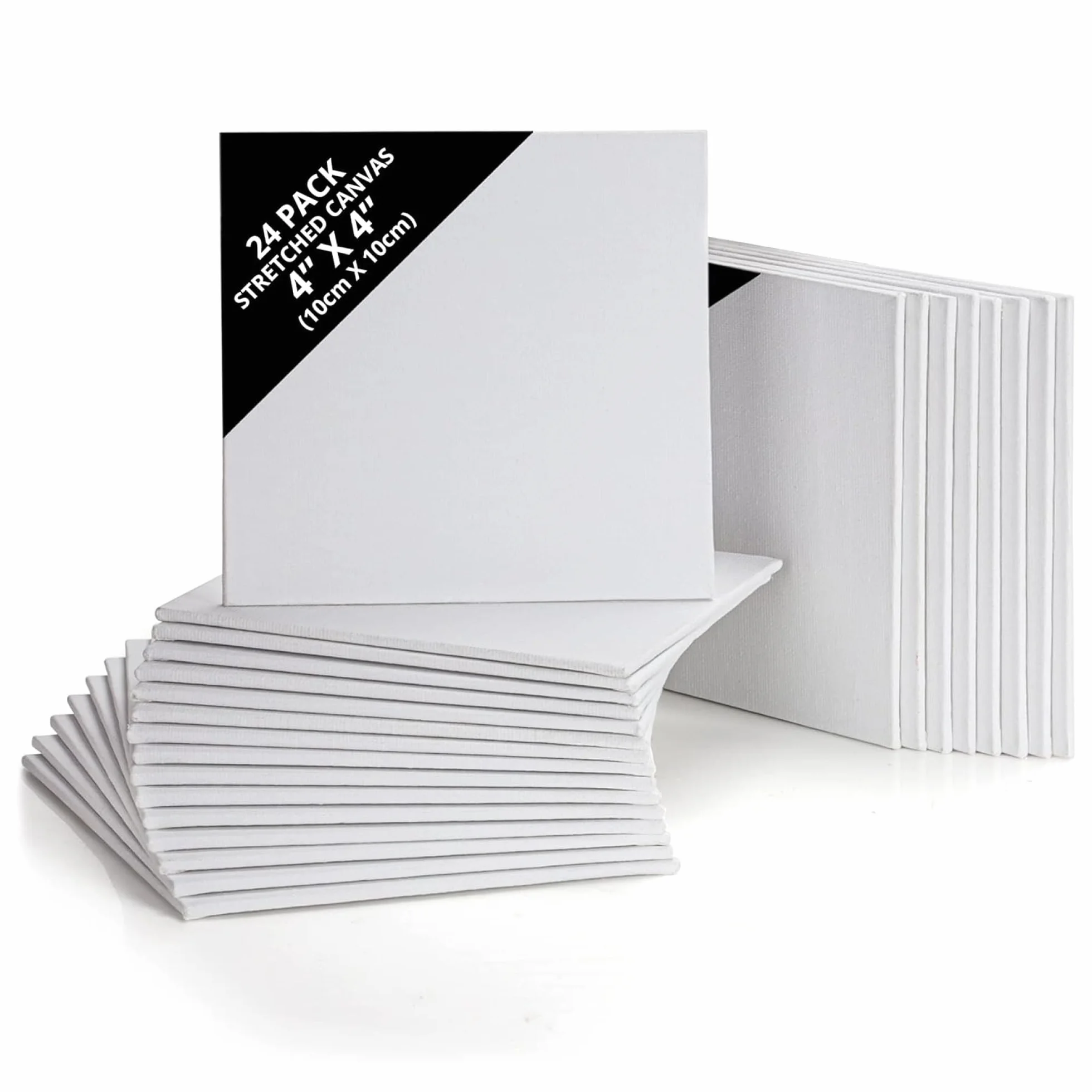 Belle Vous Tela per Dipingere Bianca (24pz) - 10 x 10 cm - Set Tele per Dipingere Pre-Stirate - per Dipingere Adatta per Pittura Acrilica, ad Olio, Schizzi e Disegni - Tela Pittorica