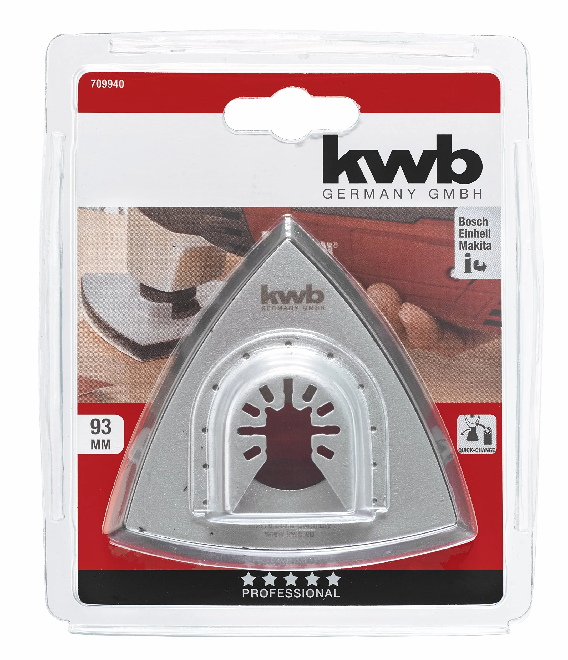 kwb Piastra di levigatura Multitool per levigatrice Delta, incl. attacco Multitool, Quick Stick, ideale per la levigatura di legno, metallo e argento