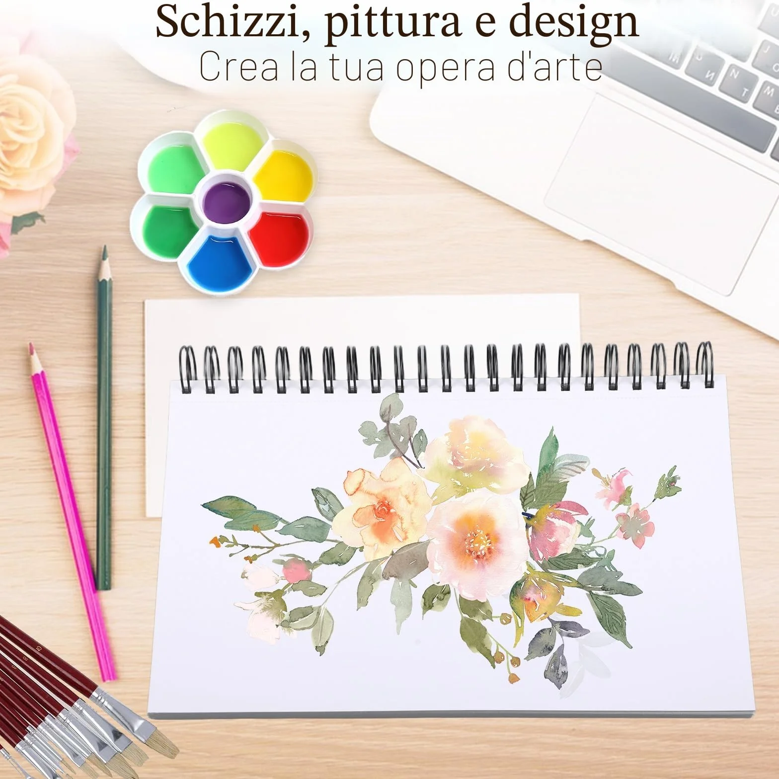 Sketchbook A4 Premium 200 g/m² 50 Fogli Blocco da Disegno a Spirale per Artisti