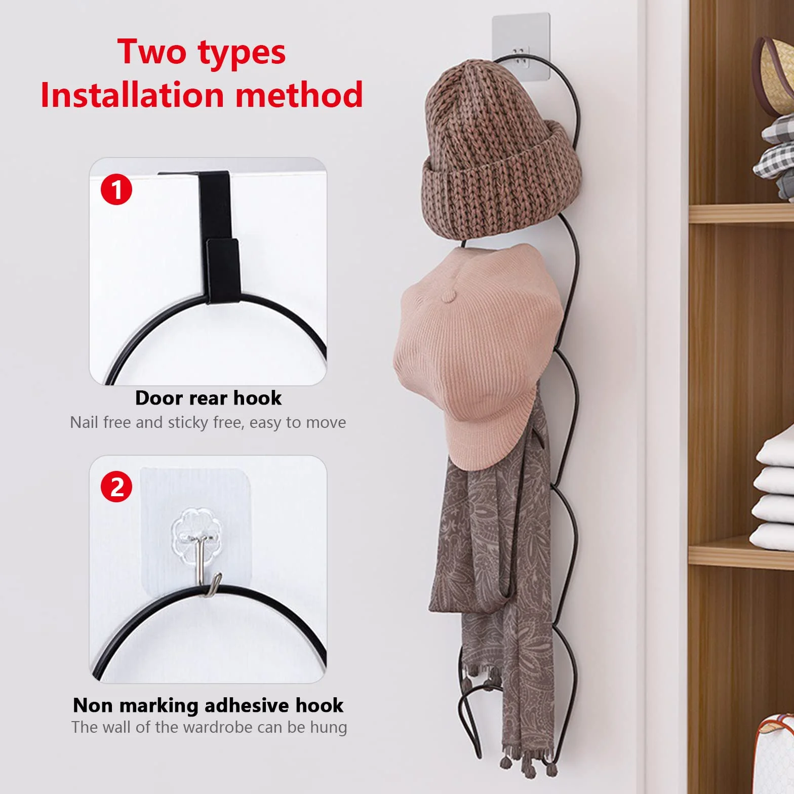 Porta Cappelli 12 Pezzi Espositore Organizer Sciarpe Asciugamani Cinture Borse