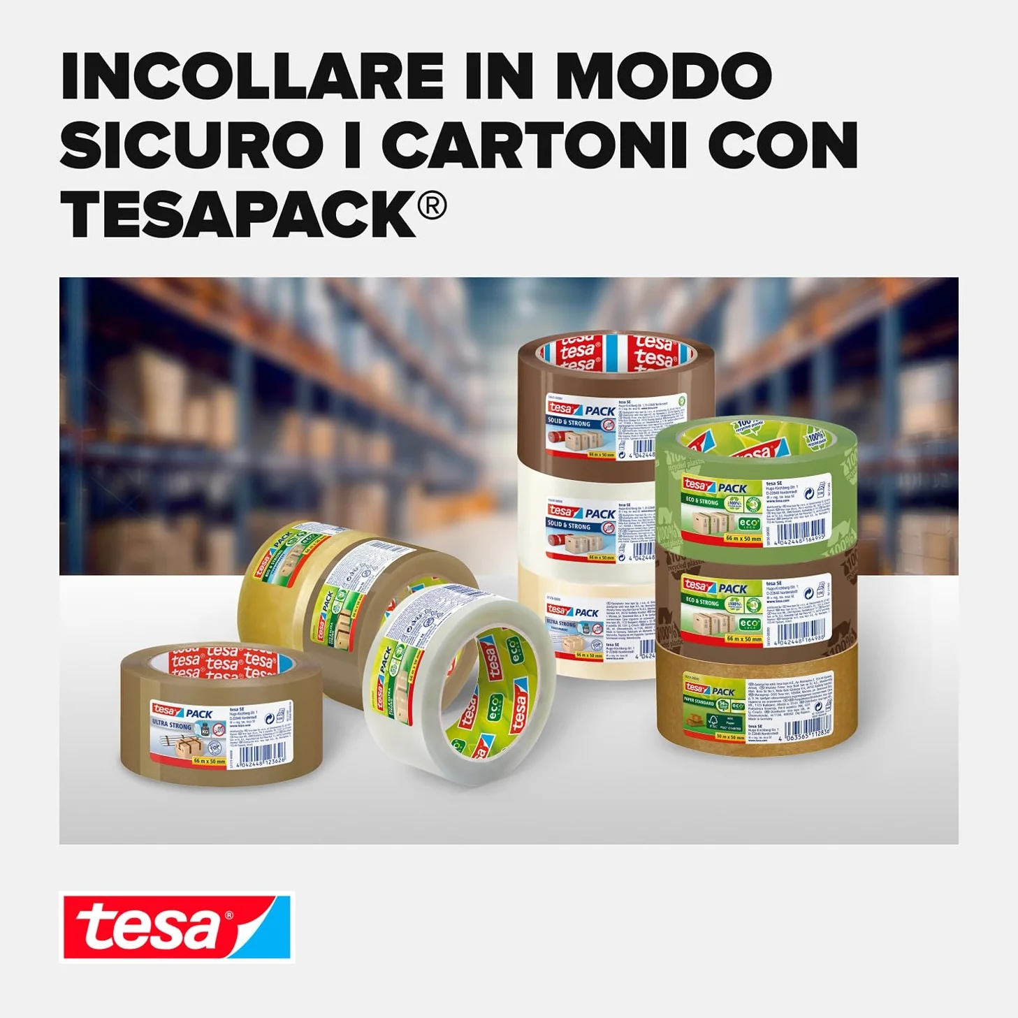 tesapack 64014 PP Nastro Adesivo Marrone - Resistente all'invecchiamento e allo strappo - Silenzioso e fortemente adesivo - Confezione da 6 Rotoli - 66 m x 50 mm