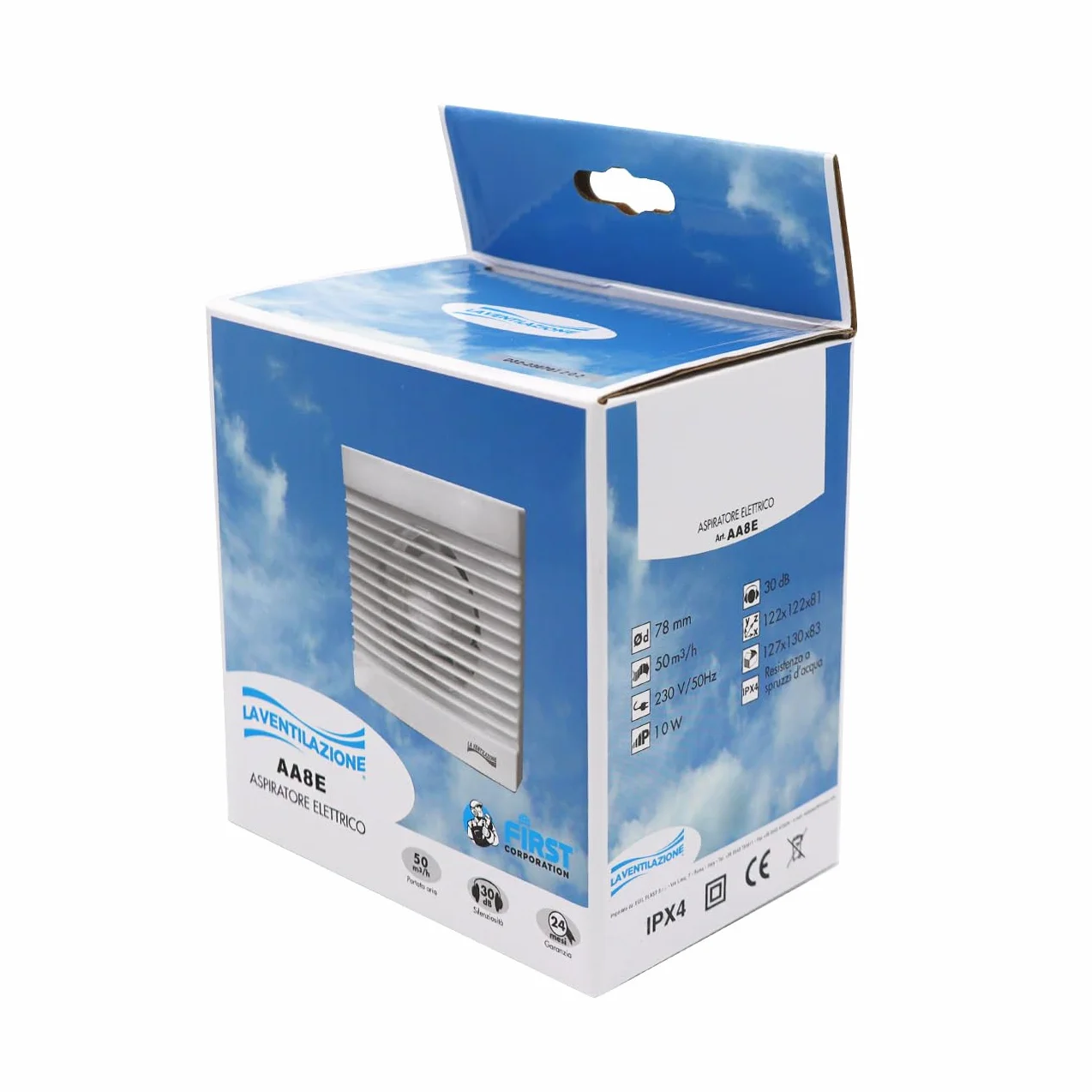 Aspiratore Elicoidale da Parete per fori ø 80 mm La Ventilazione AA8E