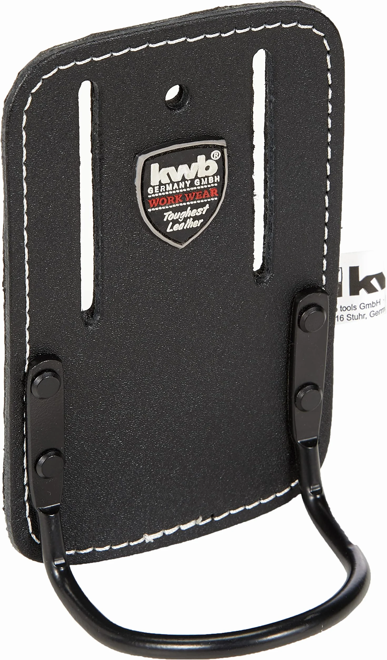 KWB - Supporto per martello 906010 (in pelle, con archetto fisso in metallo, fissabile alla cintura con passanti)