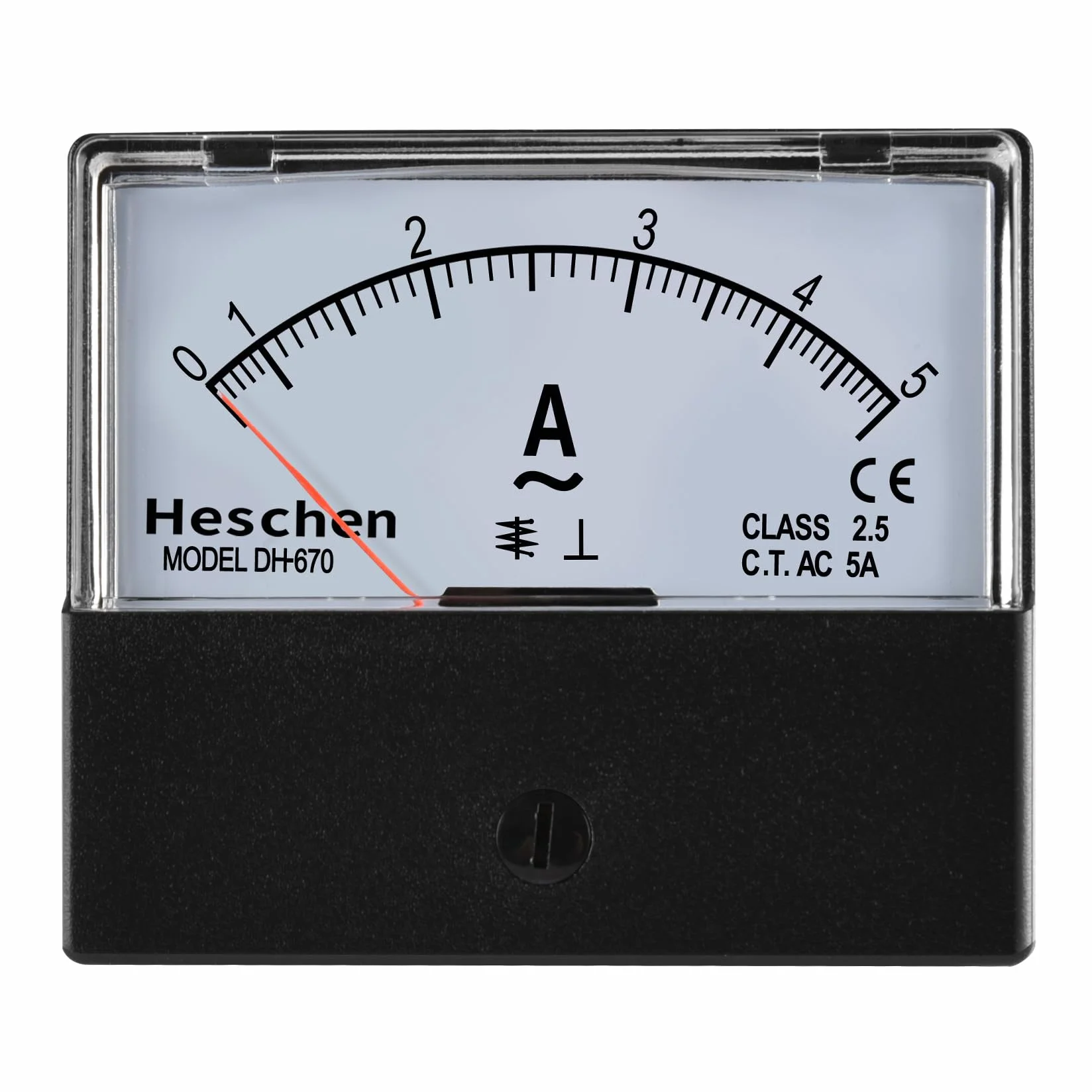 Heschen Tester per amperometro a pannello rettangolare, DH-670 AC 0-5A, classe 2,5, CE elencato