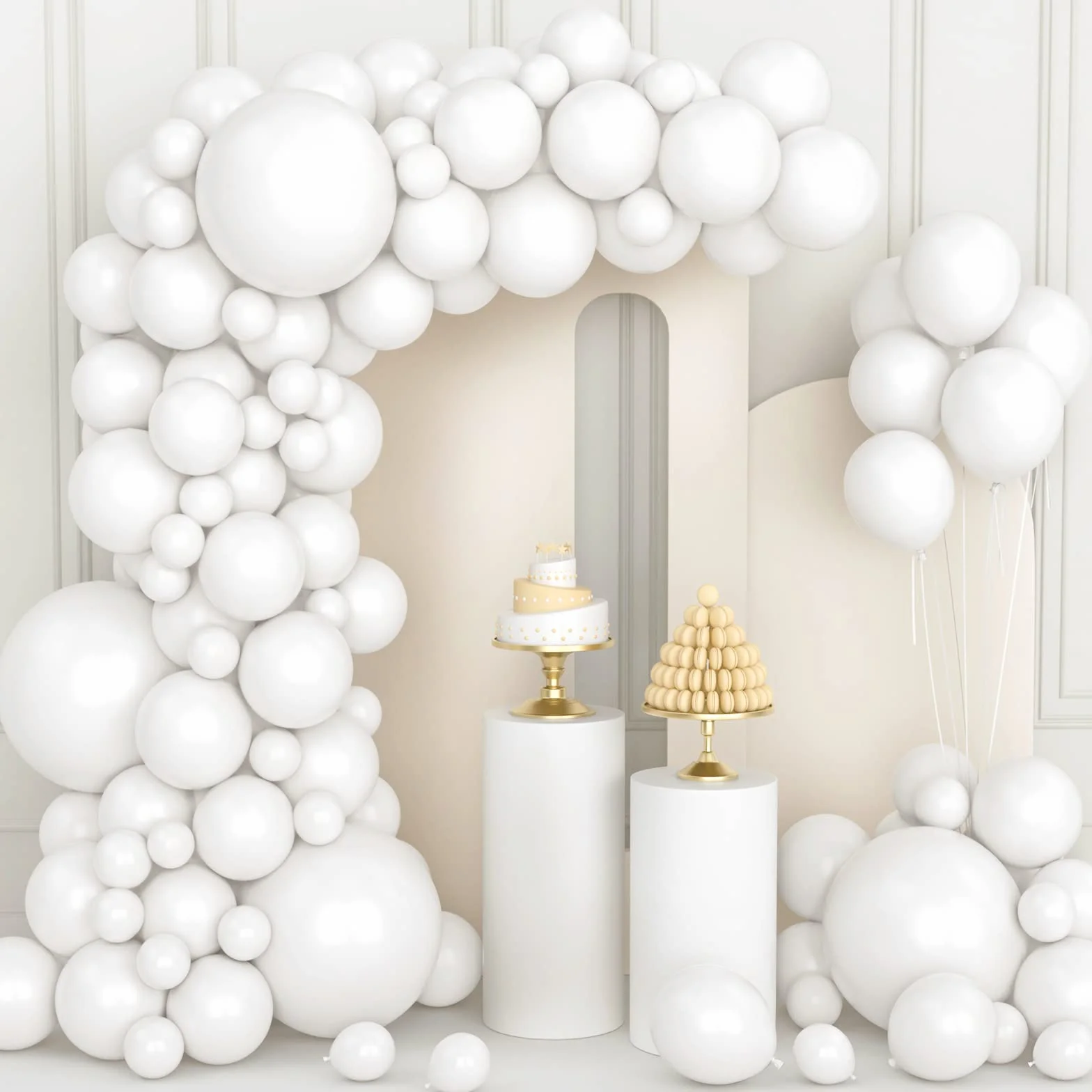 Palloncini Bianchi, 106 pezzi Kit Ghirlanda Arco di Palloncini Bianchi 5 10 12 18 pollici con Elio e Nastro per Ragazze Donne Deco Festa di Compleanno Baby Shower Decorazioni Doccia Nuziale