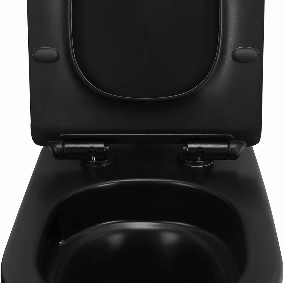 Sanitari Filomuro in Ceramica Nero Opaco con Copriwc Soft Close e Scarico a Tornado – Set WC e Bidet Linea Tokyo Design Moderno