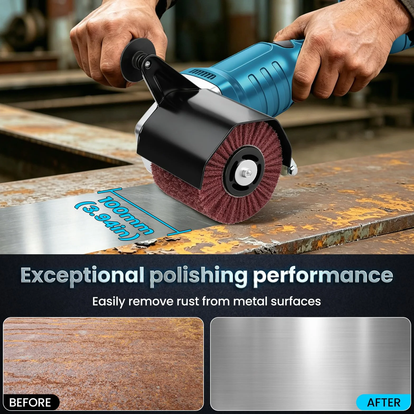 Satinatrice a Rullo Compatibile con Makita 18V, Levigatrice a Spazzola per Legno con Rullo Satinatore, Motore Brushless 8500RPM, 3 Velocità per Ristrutturazione e Finitura Superfici (Senza Batteria)