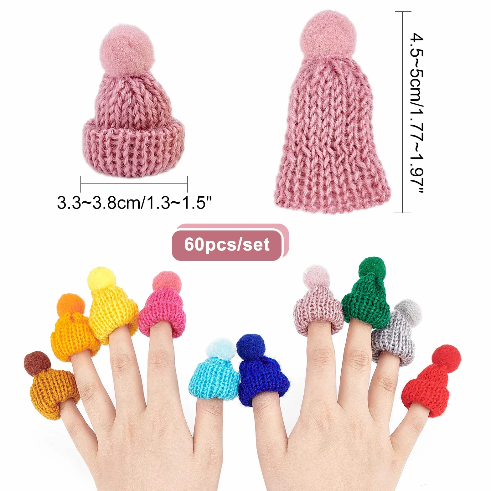 Set di 60 Mini Cappelli A Maglia, Ornamenti per Creare Gioielli Fai da Te