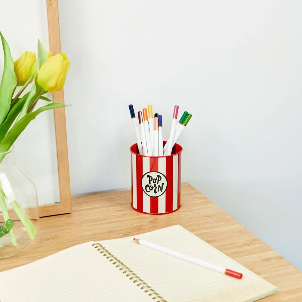 Balvi Portamatite Popcorn Rosso e Beige Metallo
