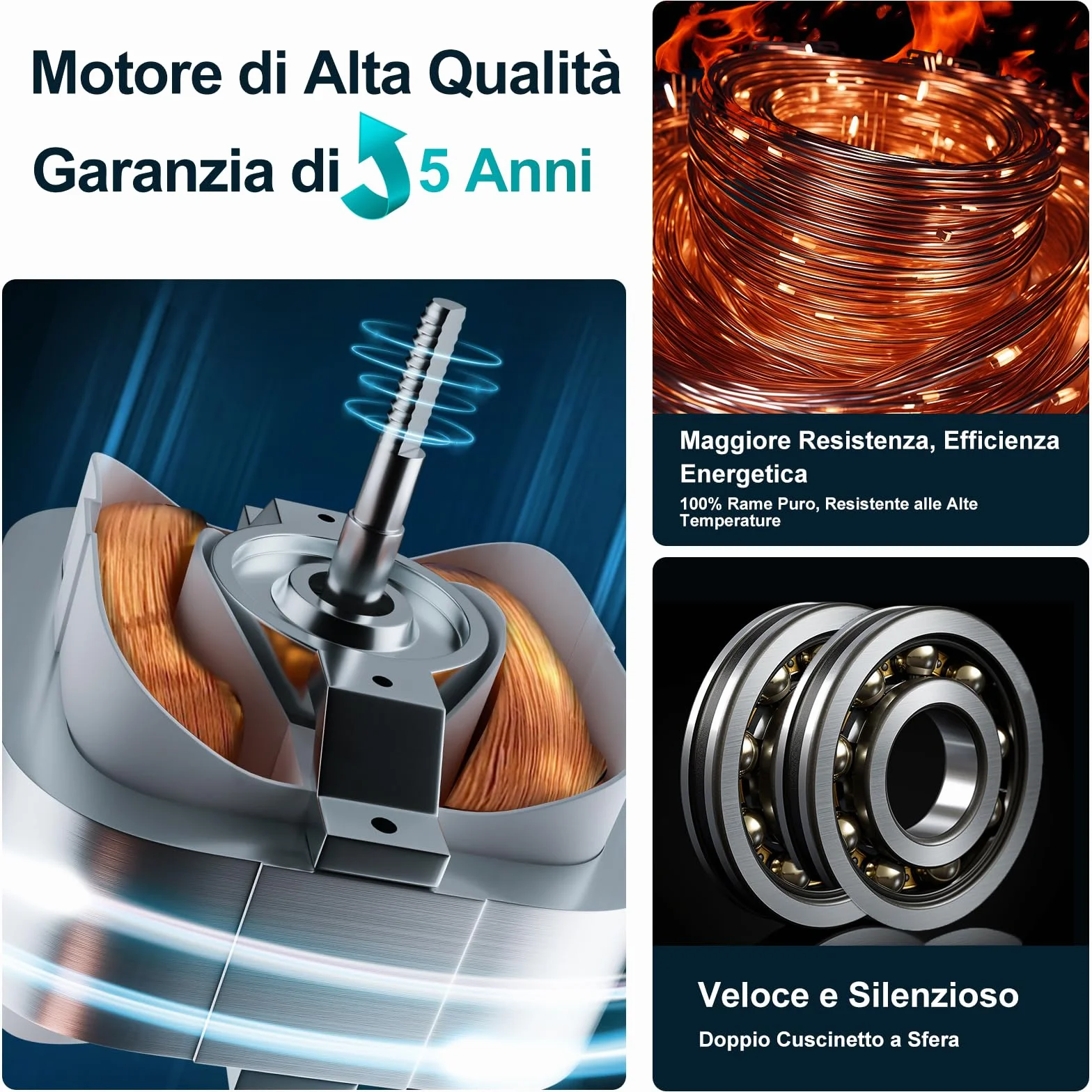 Ventilatore da bagno 100 mm Silenzioso Aspiratore Estrattore aria 130m³/h Vortice Basso Consumo