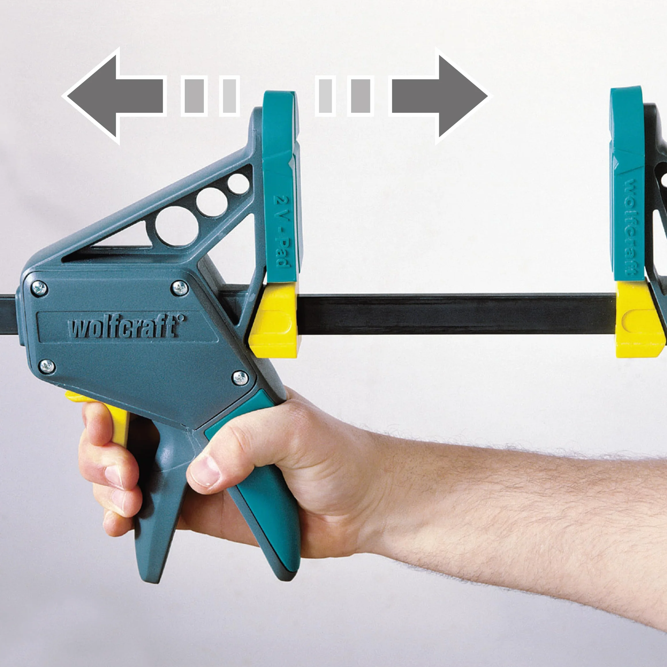 wolfcraft Morsetto a una mano PRO L, 450 mm I 3032000 I Per un lavoro controllato e confortevole - ideale per la lavorazione del legno e la costruzione di mobili