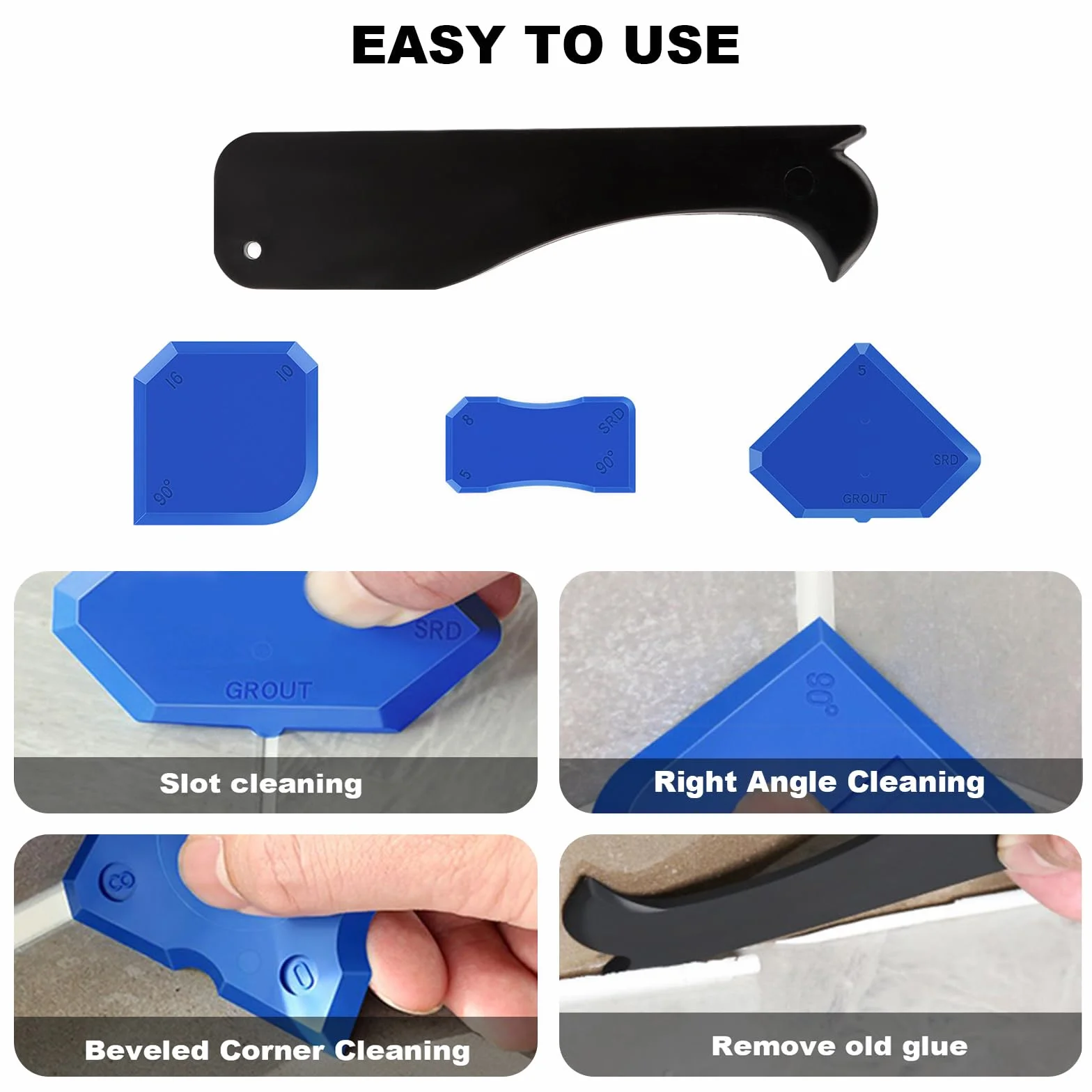 Kit Strumenti per Calafataggio Silicone 5 in 1, Spatola Sigillante Professionale Con 5 Cuscinetti Sostituibili per Finestra, Cucina, Bagno