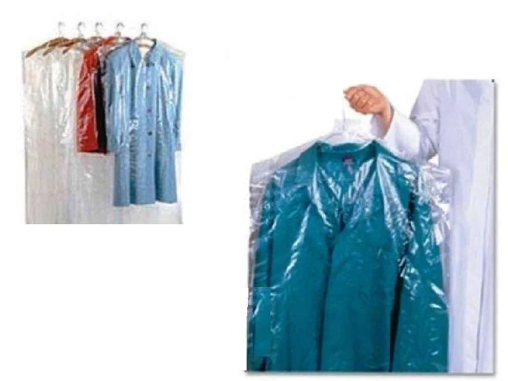 HOME & LAUNDRY Copri Vestiti Lunghi 60x150 Cm. POLIETILENE per LAVANDERIE, TINTORIE, STIRERIE 50 Pezzi Trasparente
