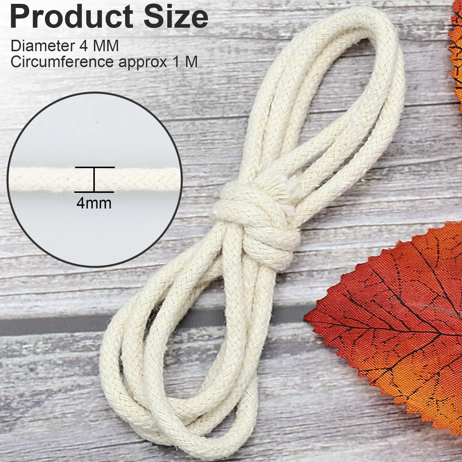 3 metri per lampade ad olio, stoppino da 4 mm, stoppino per candele intrecciato in cotone, stoppino per candele per lampade ad olio e candele, fai da te, produzione artigianale di candele, 100 cm*2