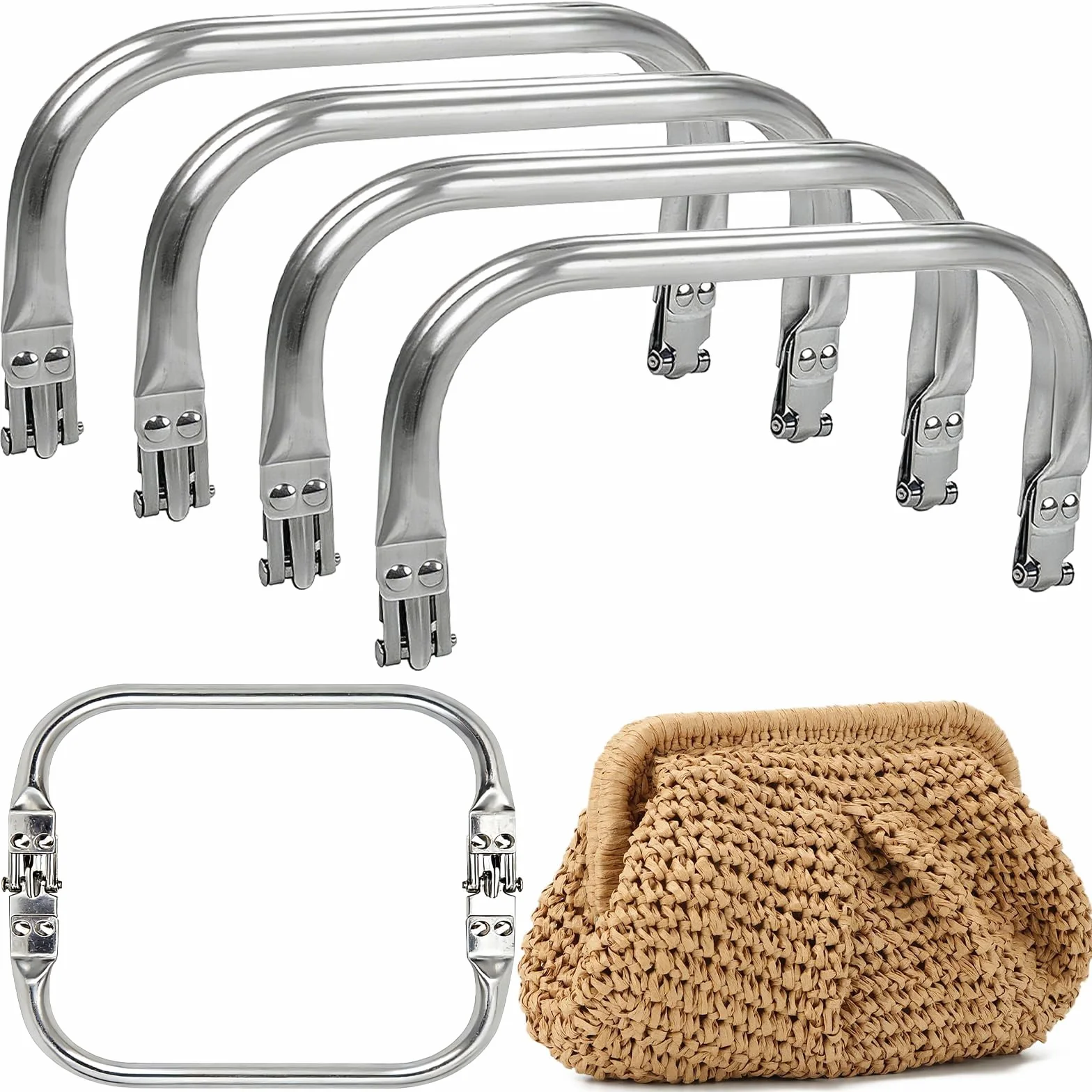 Chiusura Borsa Uncinetto, 4 Pezzi Borsa in Alluminio Manico, 16cm 18cm 20cm 25cm Borsa a Forma di U Manico Interno, Manico Borsa Cornice Chiusura per Borsa Fai da Te