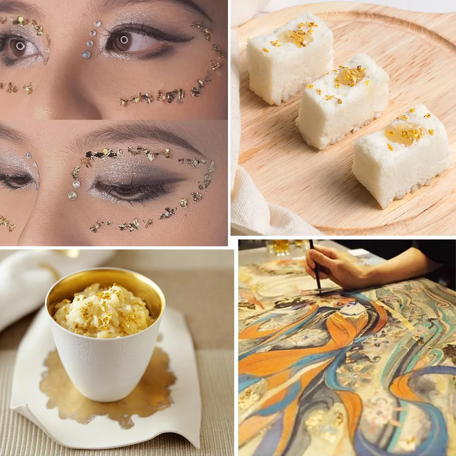6 bottiglie di fogli di pellicola con 2 clip, fogli di carta argentata dorata, fogli fai da te, fogli di lamina metallica, fogli decorativi per resina artistica, pittura, statua dorata, nail