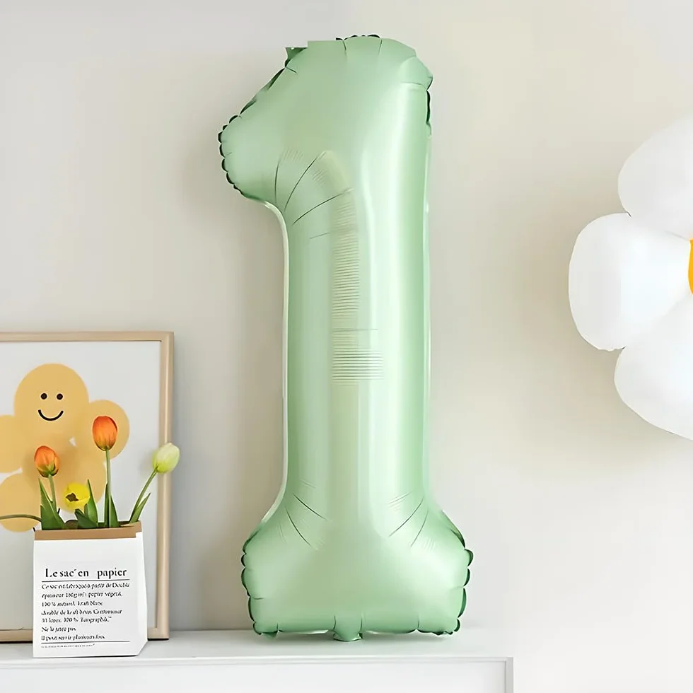 40 Pollici Foil Palloncino Verde Numero 1, Gonfiabili Elio, Grande Numeri 0-9, 10-100 (101cm), Decorazione di Alluminio Palloncini per Festa di Compleanno Anniversario