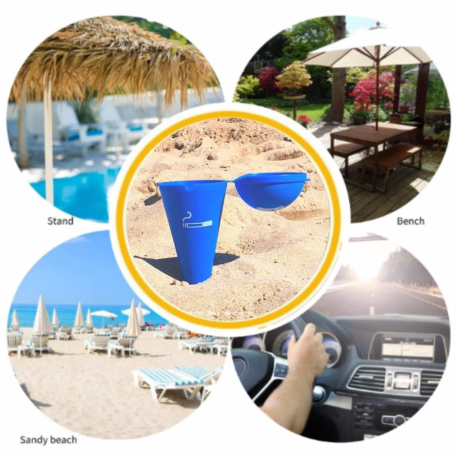 Posacenere Spiaggia con Coperchio - 2 Pezzi Accessori Spiaggia