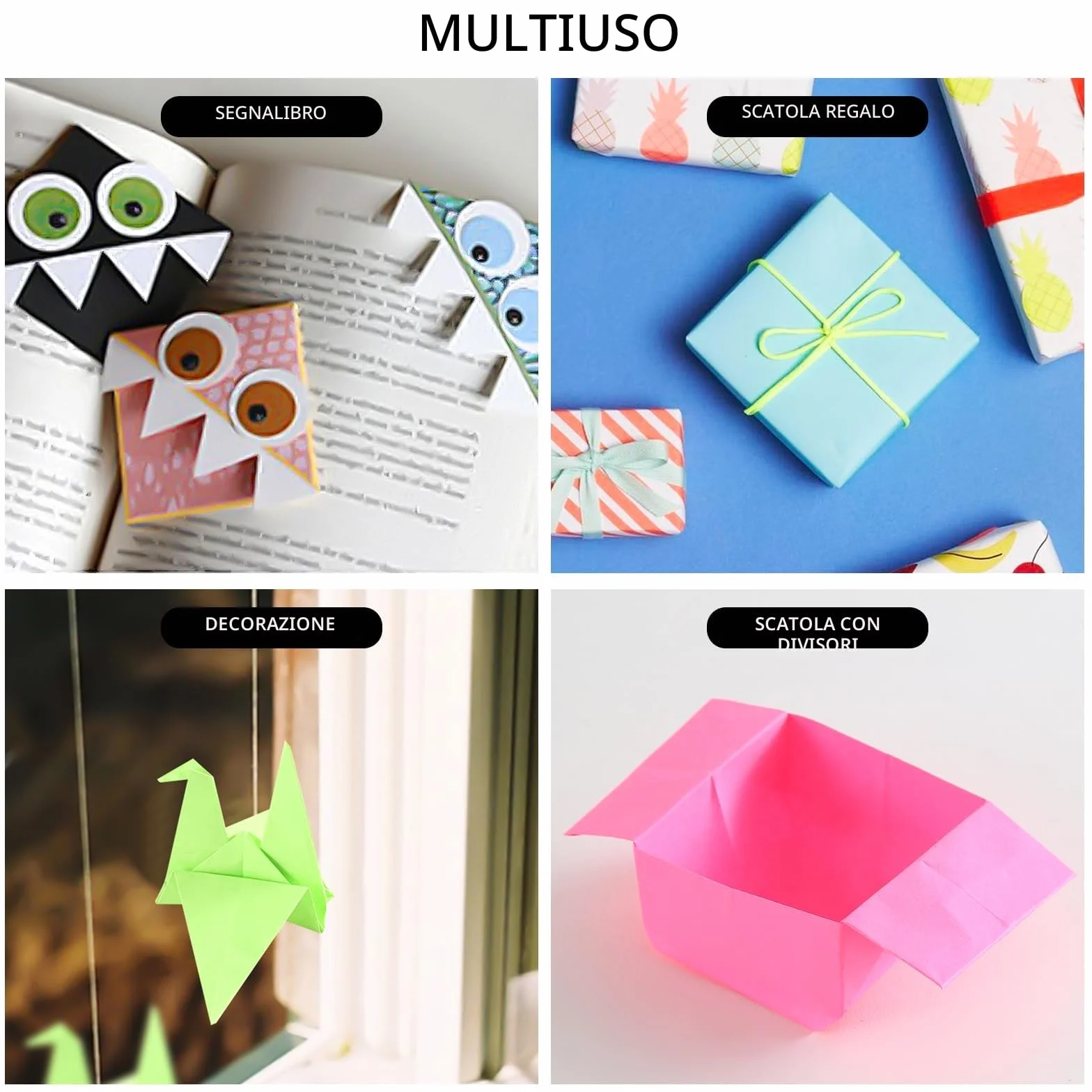 Carta Origami 200 Fogli 20 Colori 15x15 cm doppia faccia per creazioni artistiche