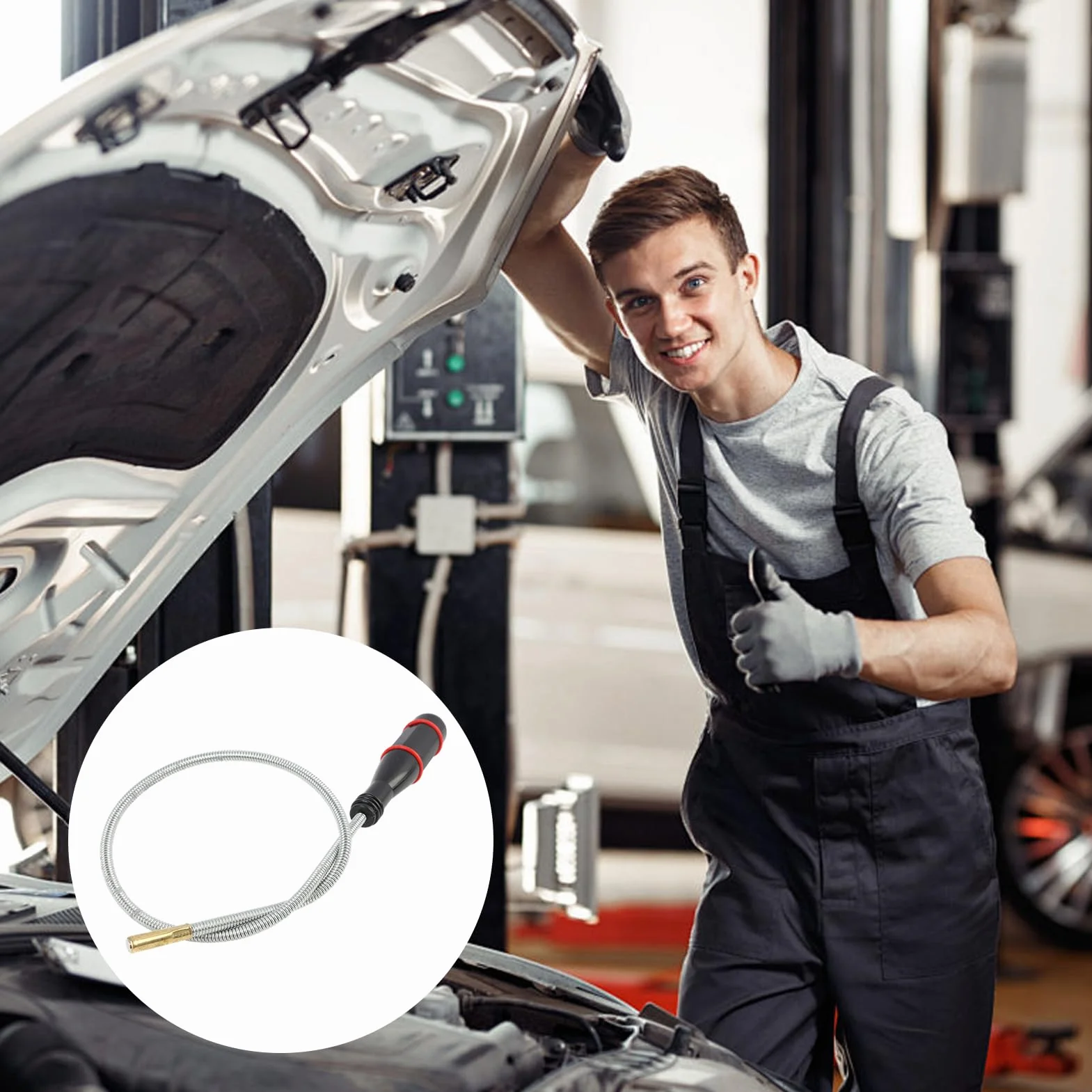 60CM Calamita Telescopica Sollevatore Flessibile con Maniglia Antiscivolo, Sonda Flessibile Magnetica, Strumento Magnetico Portatile per Raccogliere Viti e Piccole Parti Metalliche